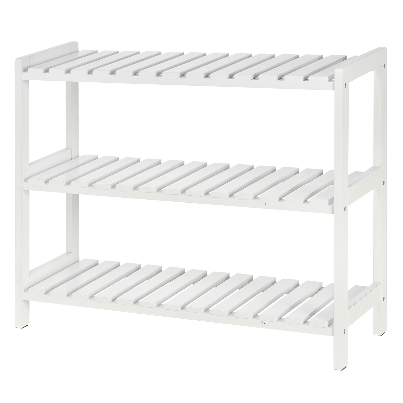 HOMCOM 3-Tier Shoe Rack - Durable Wood Frame, Slatted Shelves, Open Design, Hygienic Storage for Home & Hallway - White MyLibelula