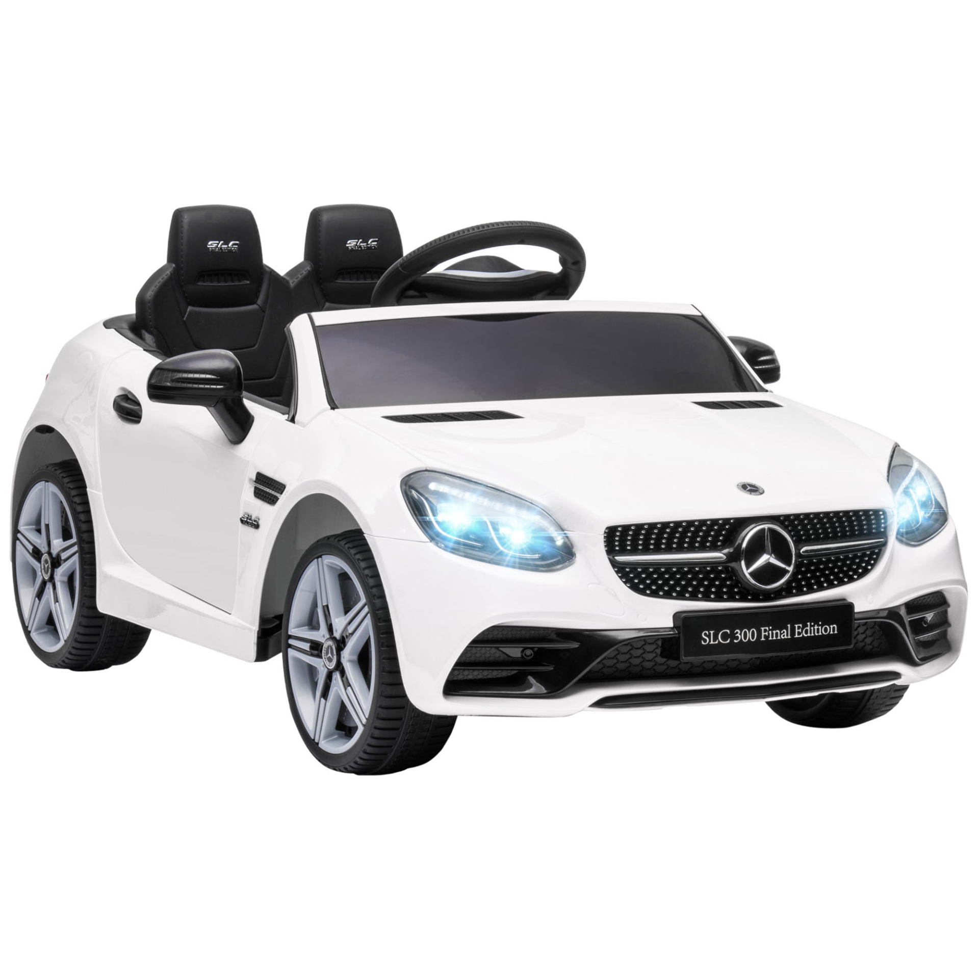 HOMCOM AIYAPLAY Benz SLC 300 Licensed 12V Kids Electric Ride On Car with Remote Control, Music & Lights - White MyLibelula