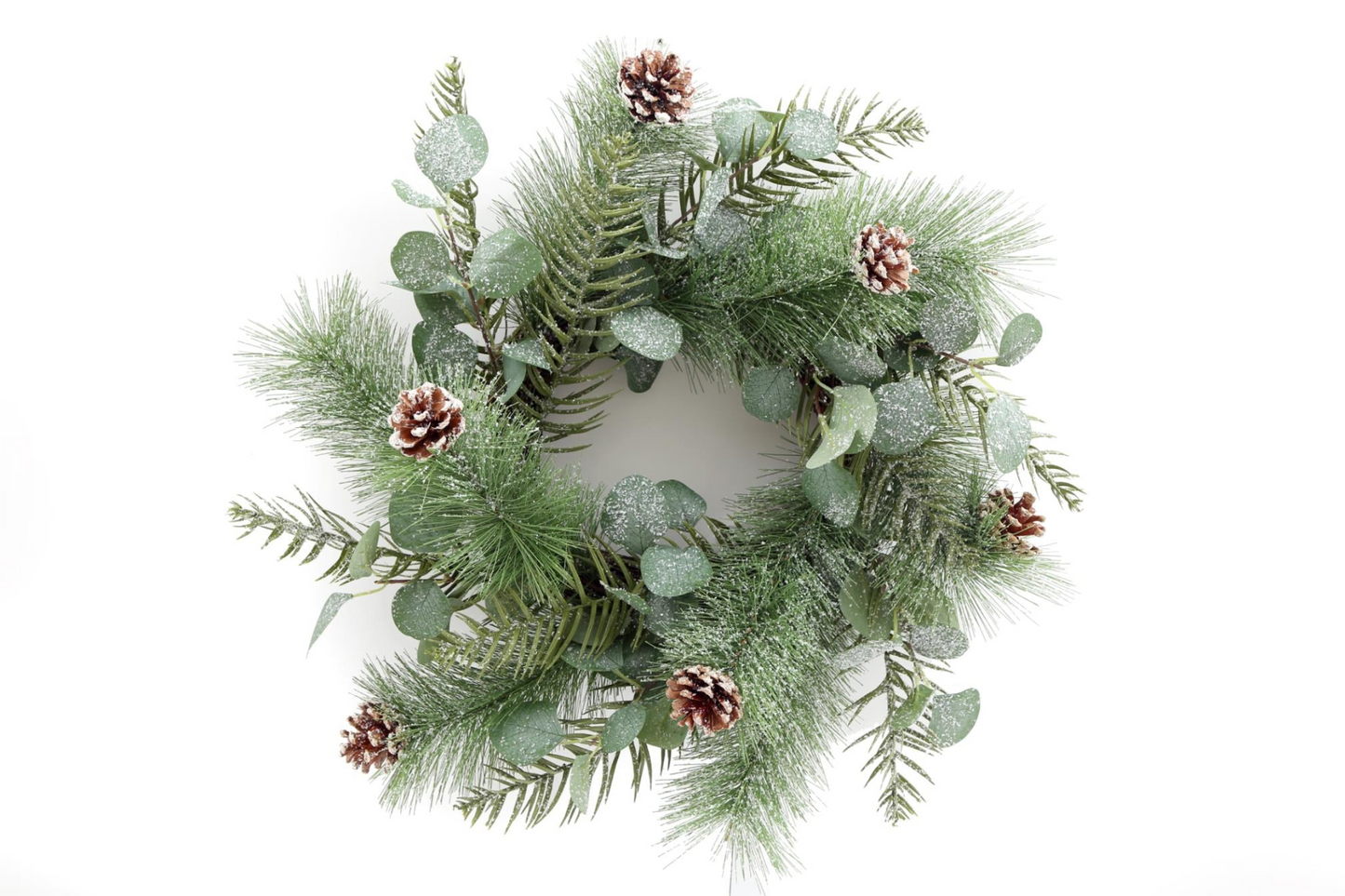 Christmas Eucalyptus and Icy Pinecone Wreath - Elegant & Festive Holiday Door Decor - 50cm Artificial Winter Wonderland Wreath for Home, Fireplace, or Table Centerpiece MyLibelula