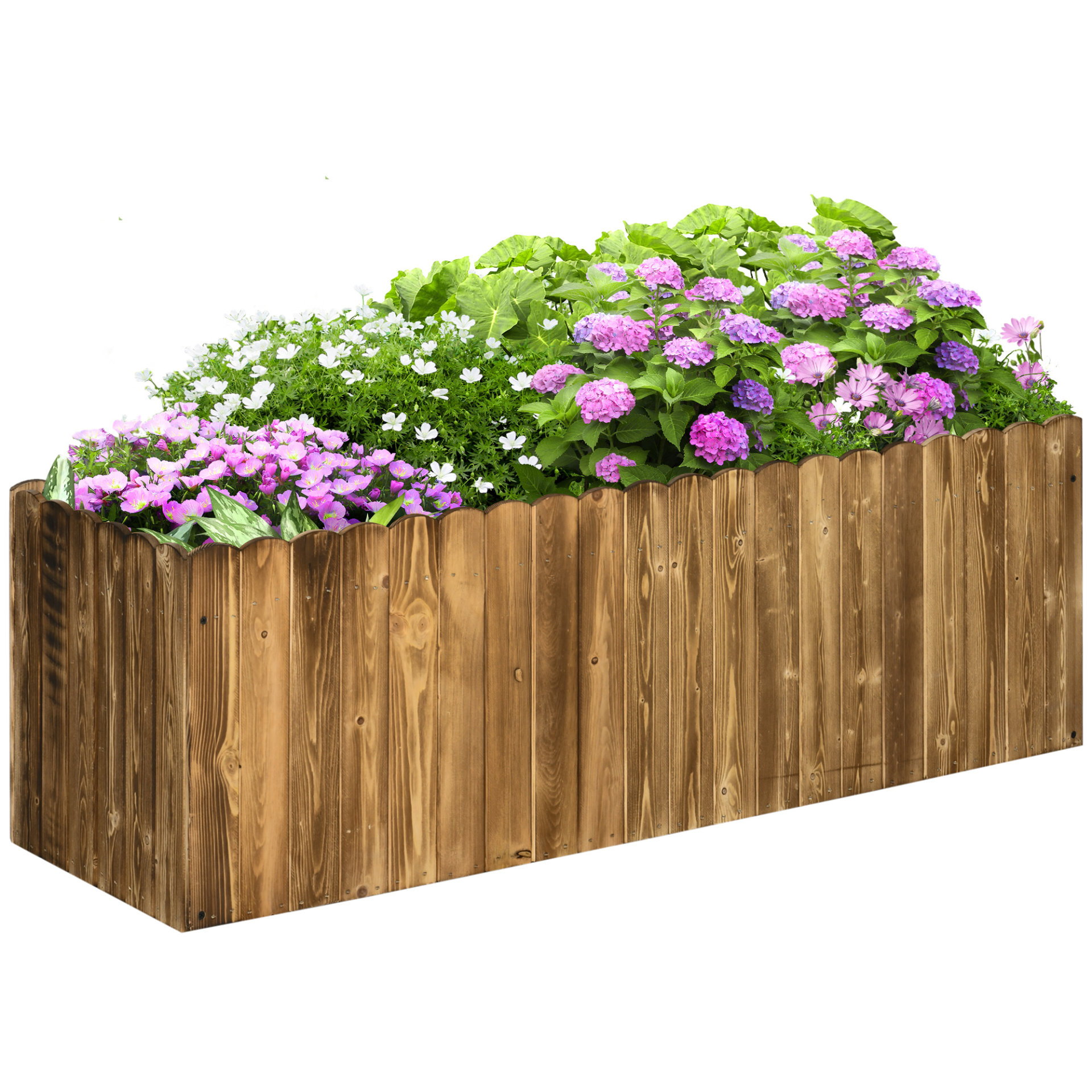 Outsunny 172L Wooden Raised Garden Bed - Large Rectangle Planter Box for Flowers, Vegetables & Herbs (120L x 40W x 40H cm) MyLibelula