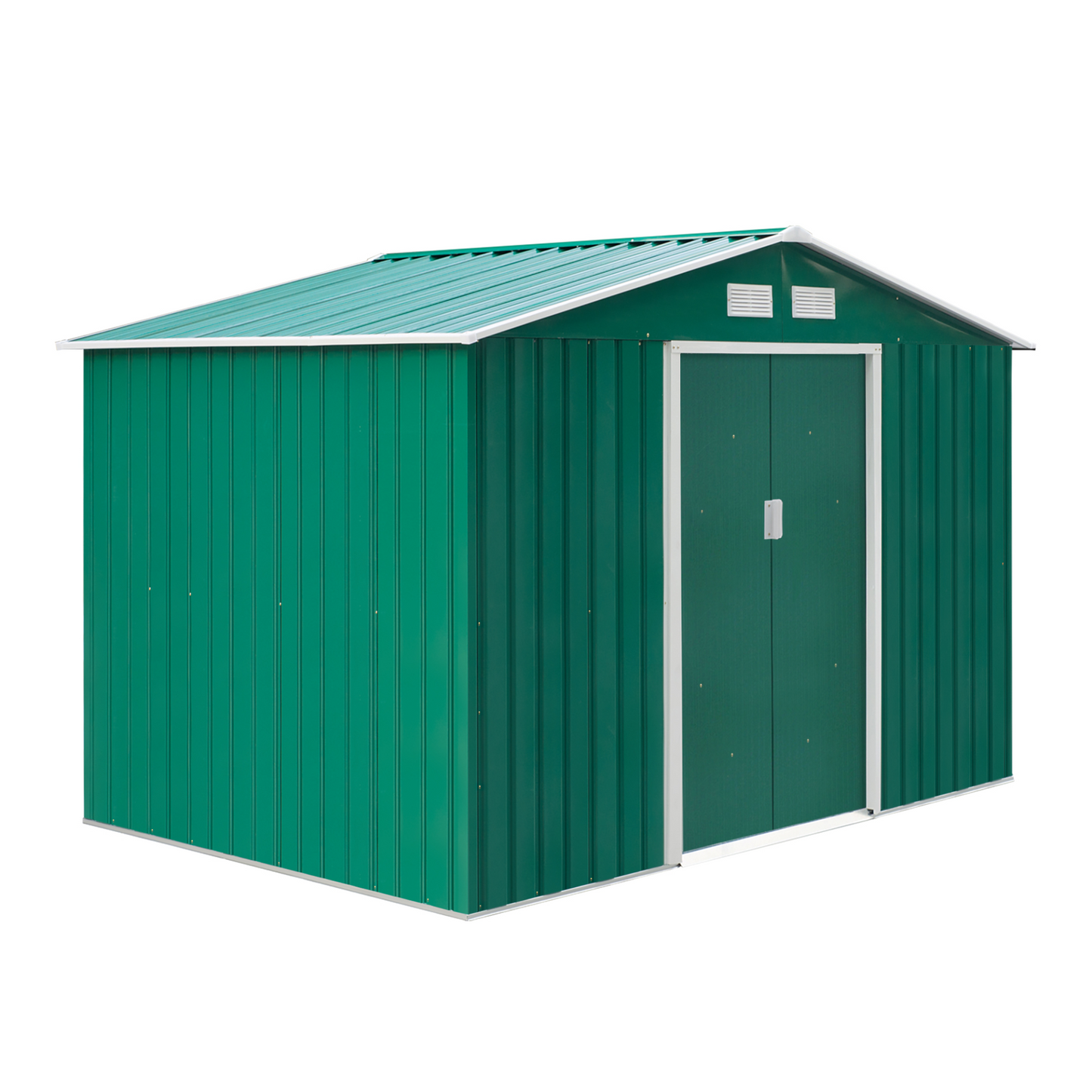 Outsunny 9 x 6FT Garden Metal Storage Shed Outdoor Storage Shed with Foundation Ventilation & Doors, Green MyLibelula