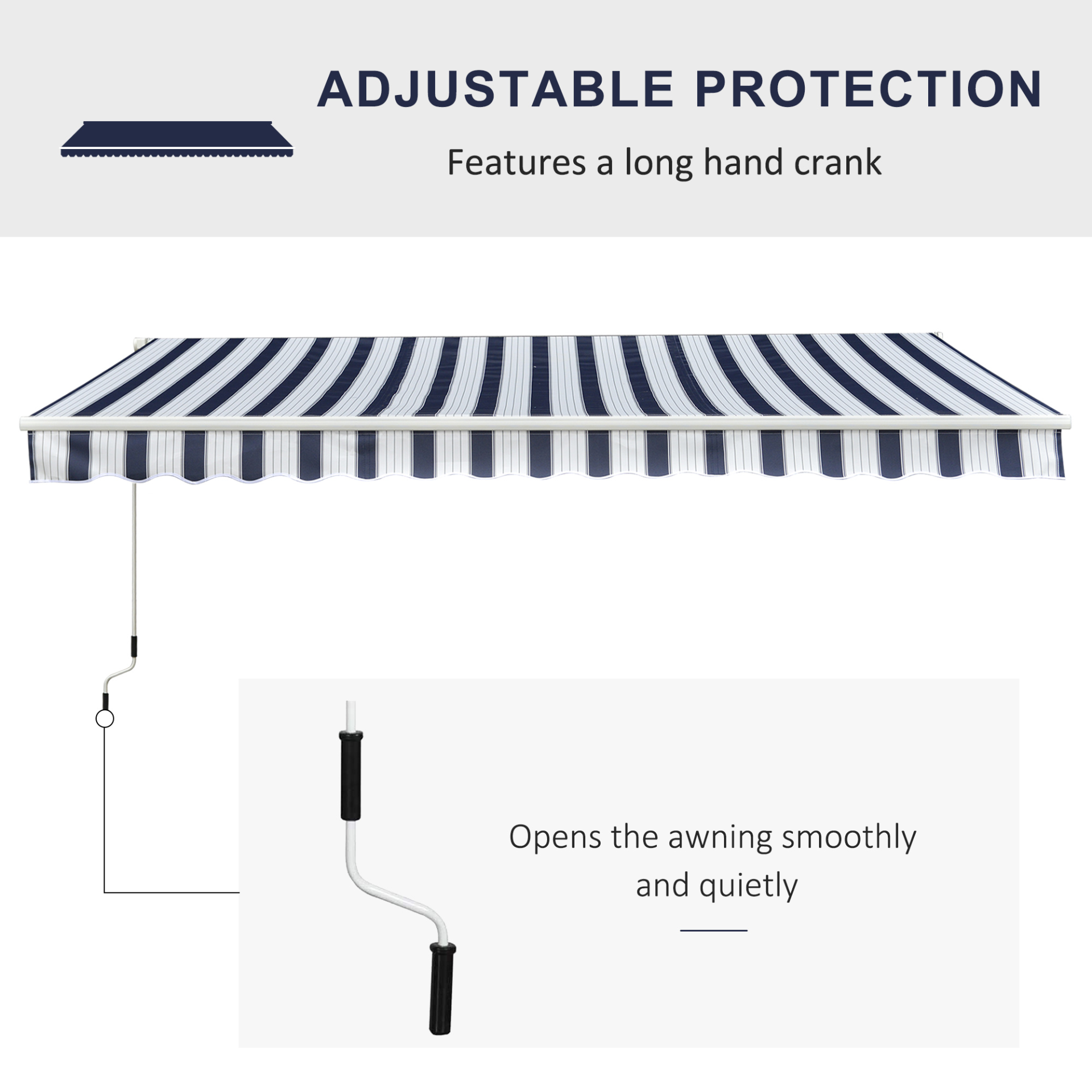 Outsunny 3.5 x 2.5 m Manual Garden Patio Awning Canopy Sun Shade Shelter - Blue/White MyLibelula