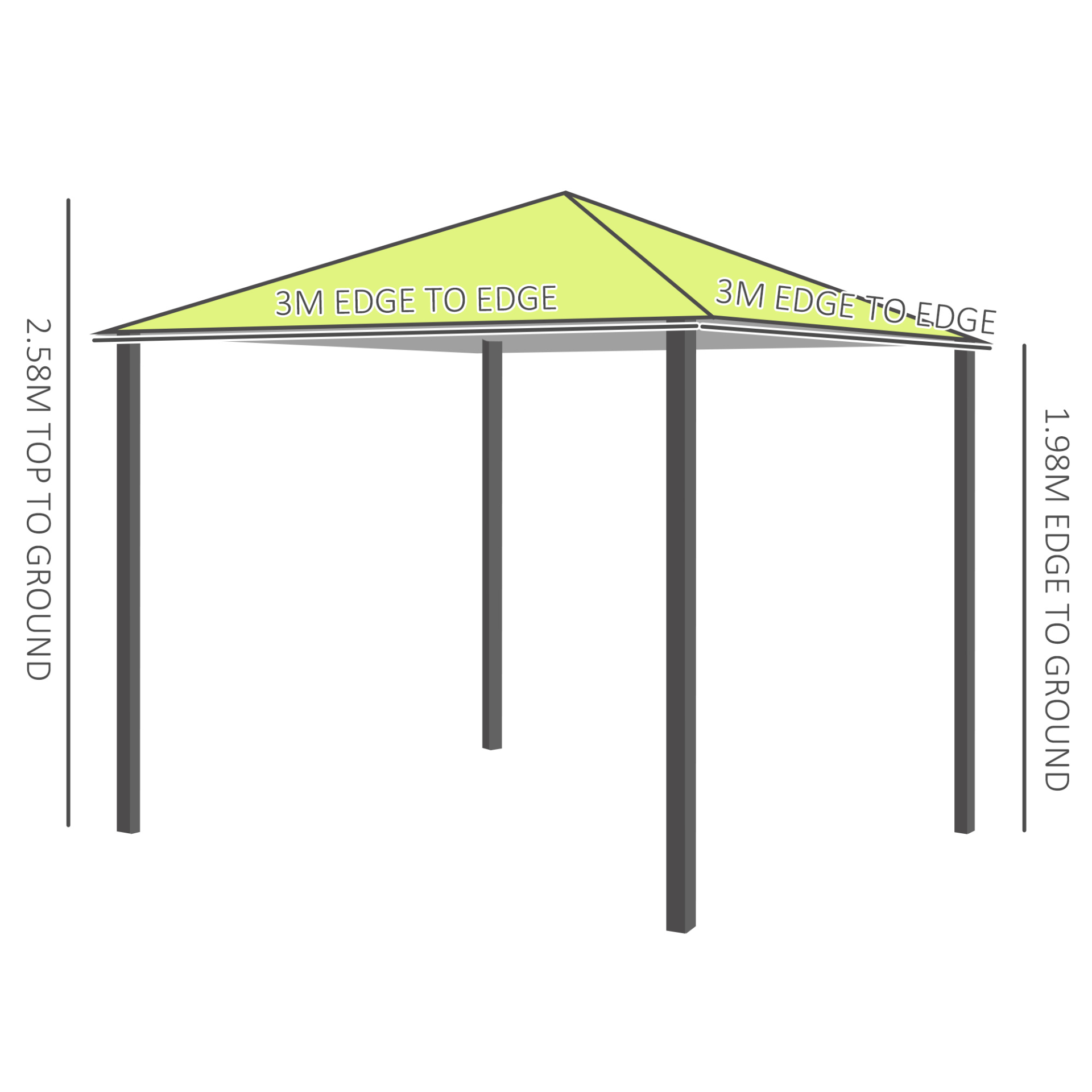 Outsunny 3 x 3 m Garden Metal Gazebo Marquee Patio Party Tent Canopy Shelter with Pavilion Sidewalls - Green MyLibelula