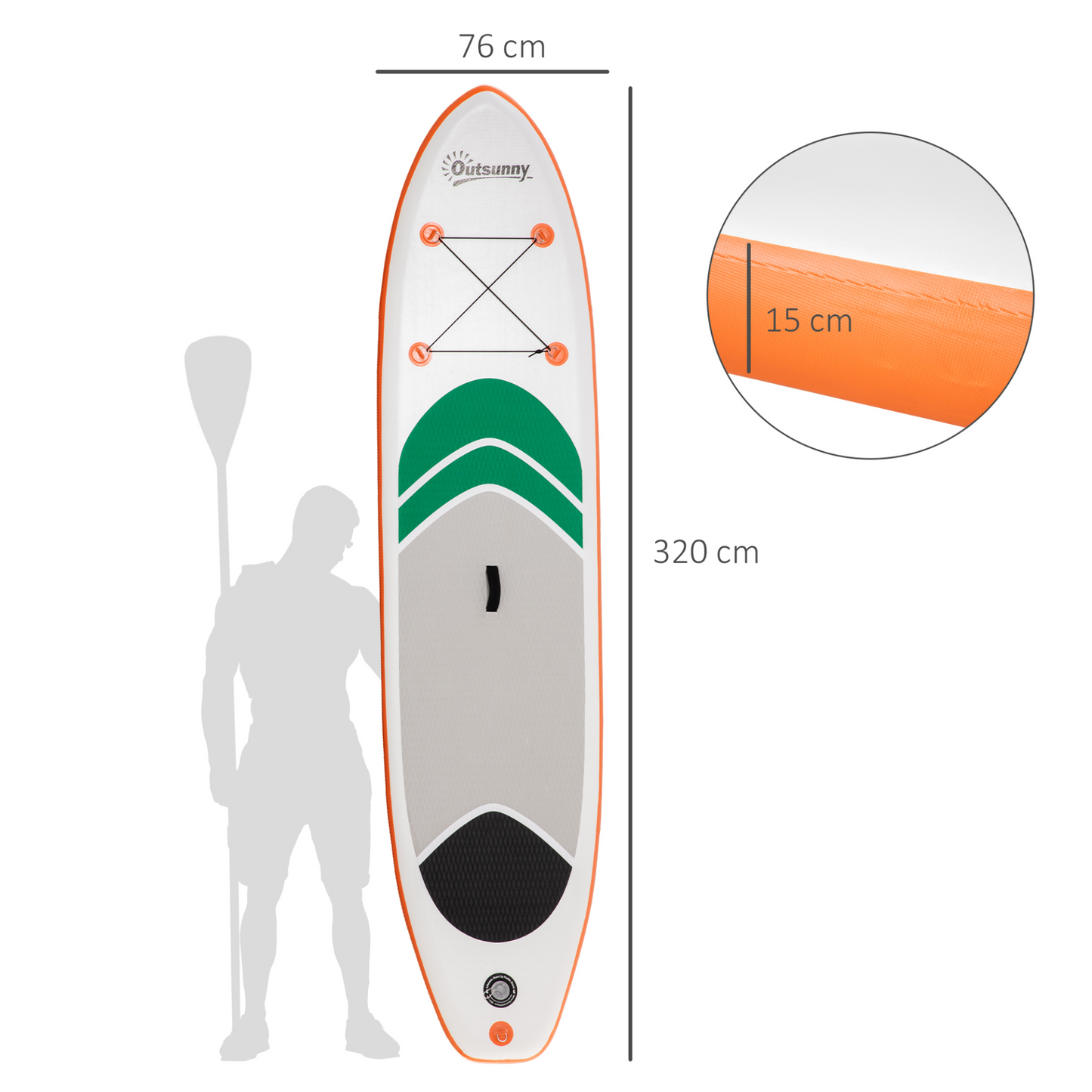 Outsunny Inflatable Non-Slip Paddle Stand Up Board - 10'6" x 30" x 6" with Paddle & Accessories MyLibelula