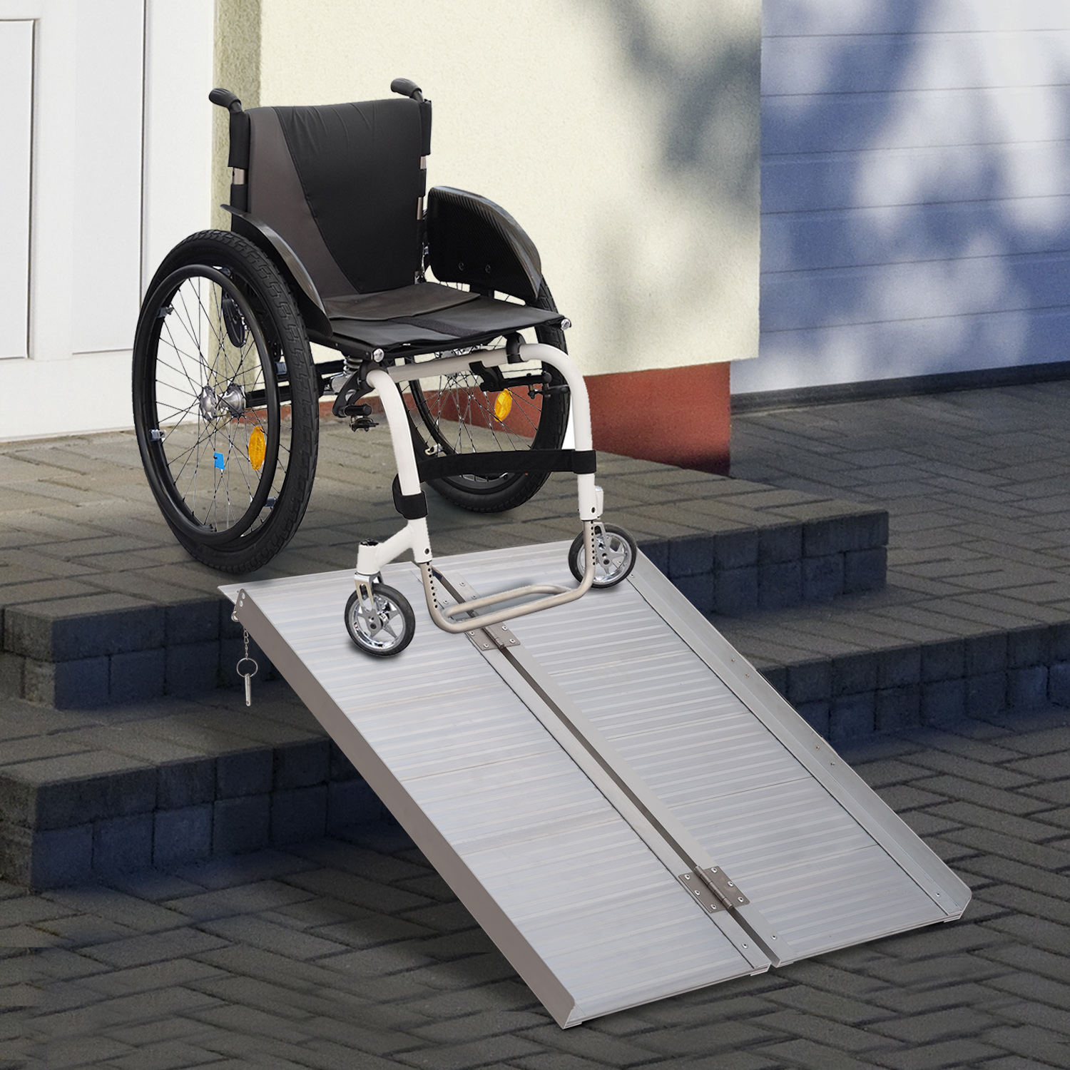 HOMCOM 3ft Folding Aluminum Wheelchair Ramp Scooter Portable Mobility Assist Suitcase Access Aid Disabled MyLibelula