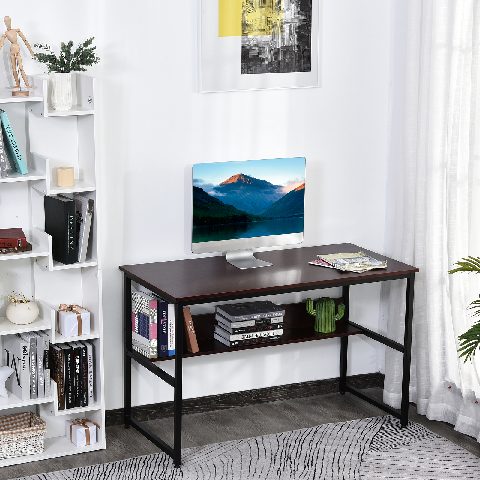 HOMCOM Computer Desk with Storage Shelf, Adjustable Feet, Metal Frame – Perfect for Home Office MyLibelula