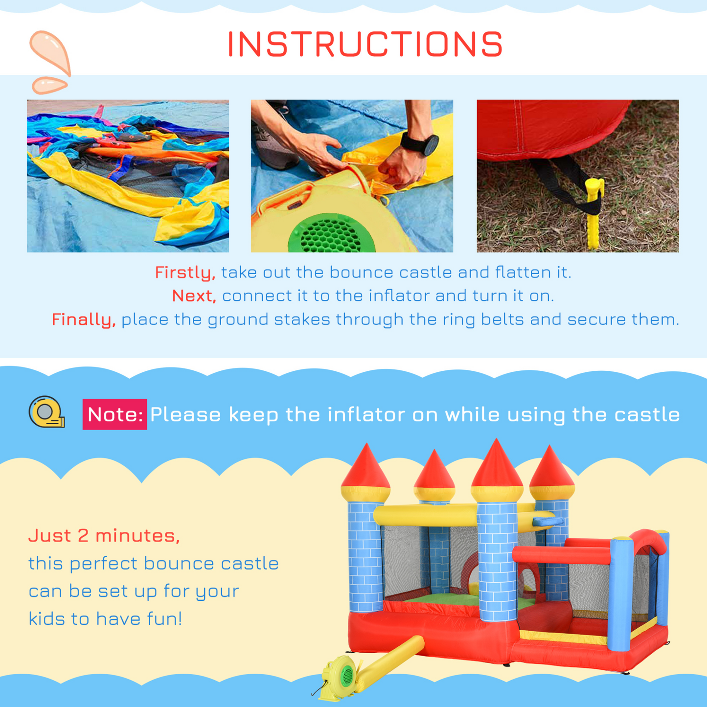 Outsunny Kids Bounce Castle House Inflatable Trampoline Slide Water Pool & Basket - 4-in-1 Fun for Ages 3-8 with Blower MyLibelula