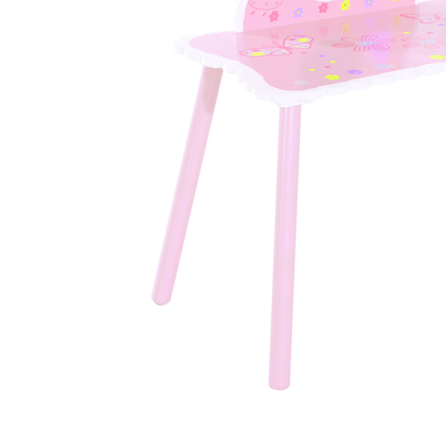 HOMCOM Kids Pink Wooden Dressing Table & Stool Set - Fairy Dresser Play Set w/Mirror MyLibelula