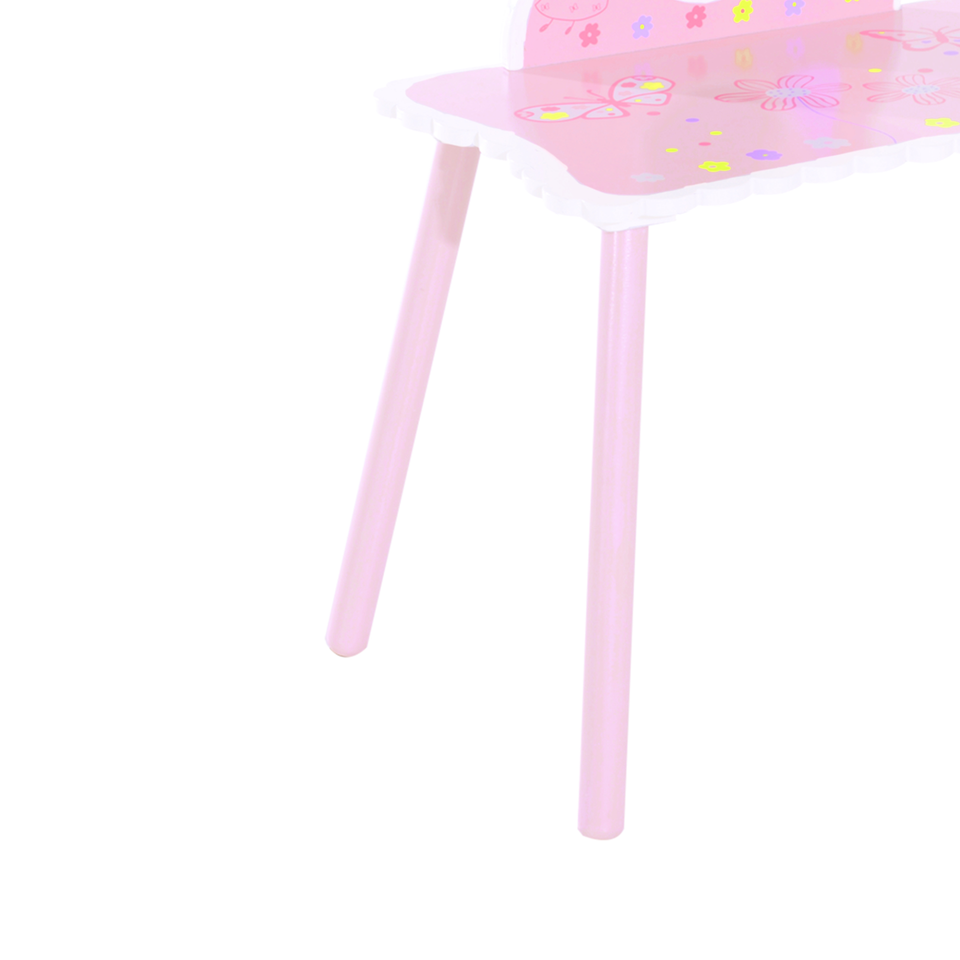 HOMCOM Kids Pink Wooden Dressing Table & Stool Set - Fairy Dresser Play Set w/Mirror MyLibelula