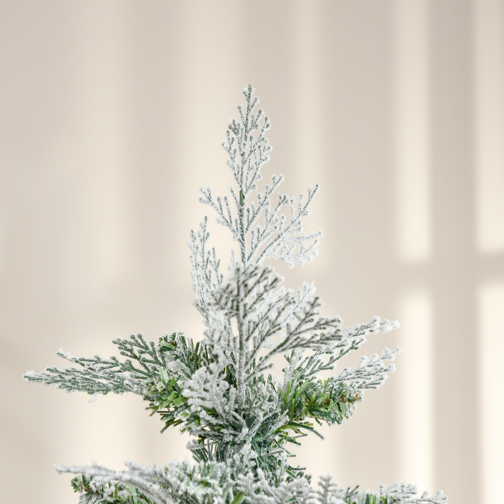 HOMCOM 6 Ft Pencil Snow Flocked Artificial Christmas Tree with Realistic Cypress Branches and Auto Open, Green MyLibelula