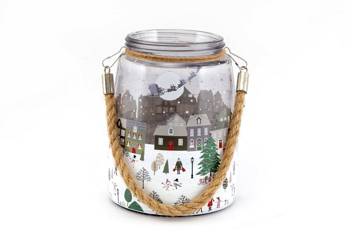 Christmas Market Lantern - White Glass Lantern with Rope Handle | Festive Home Decor MyLibelula