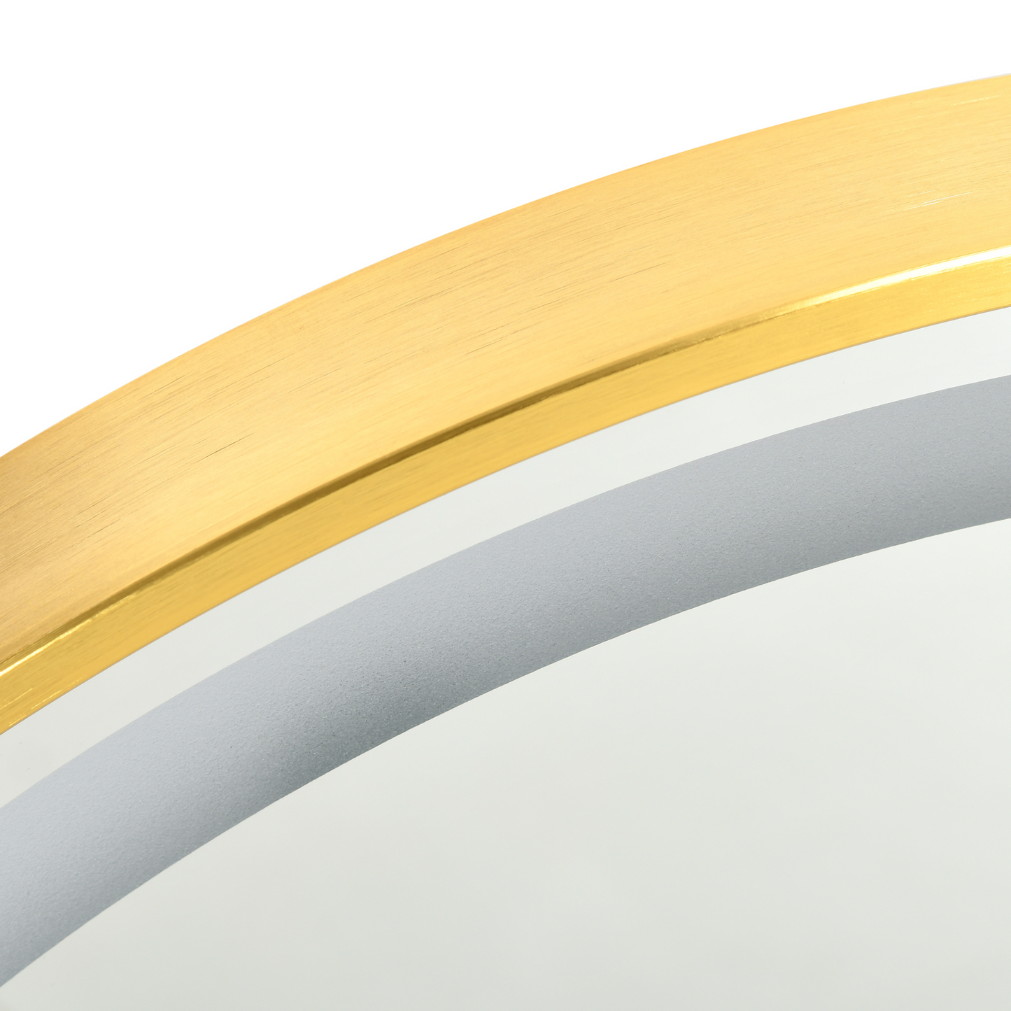 kleankin Round Bathroom LED Mirror - Dimmable Lighted Wall-Mounted, 3 Temperature Colours, Time Display, Memory Function, Hardwired, Gold MyLibelula