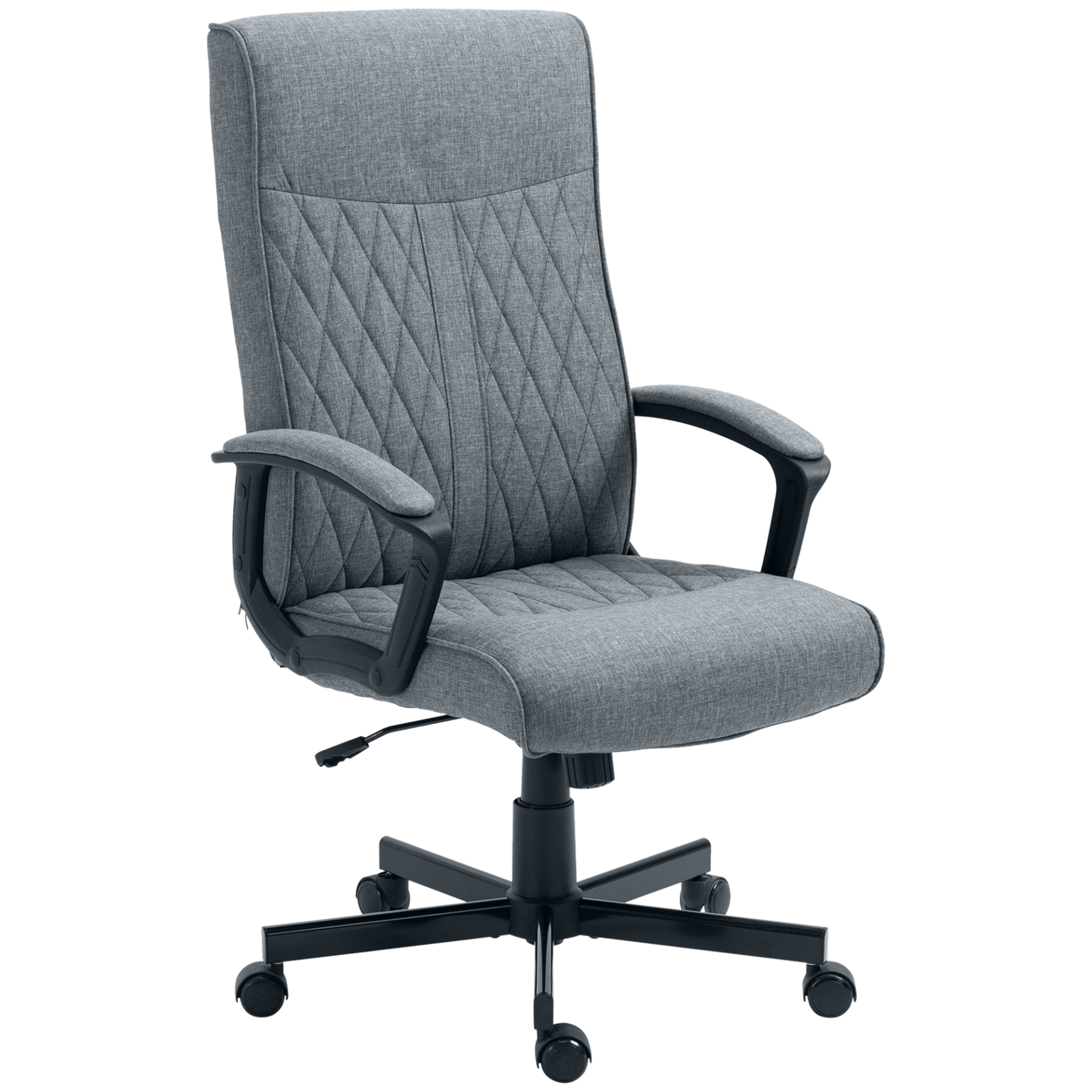 Vinsetto High-Back Home Office Chair, Adjustable Linen Swivel Computer Chair, Dark Grey MyLibelula