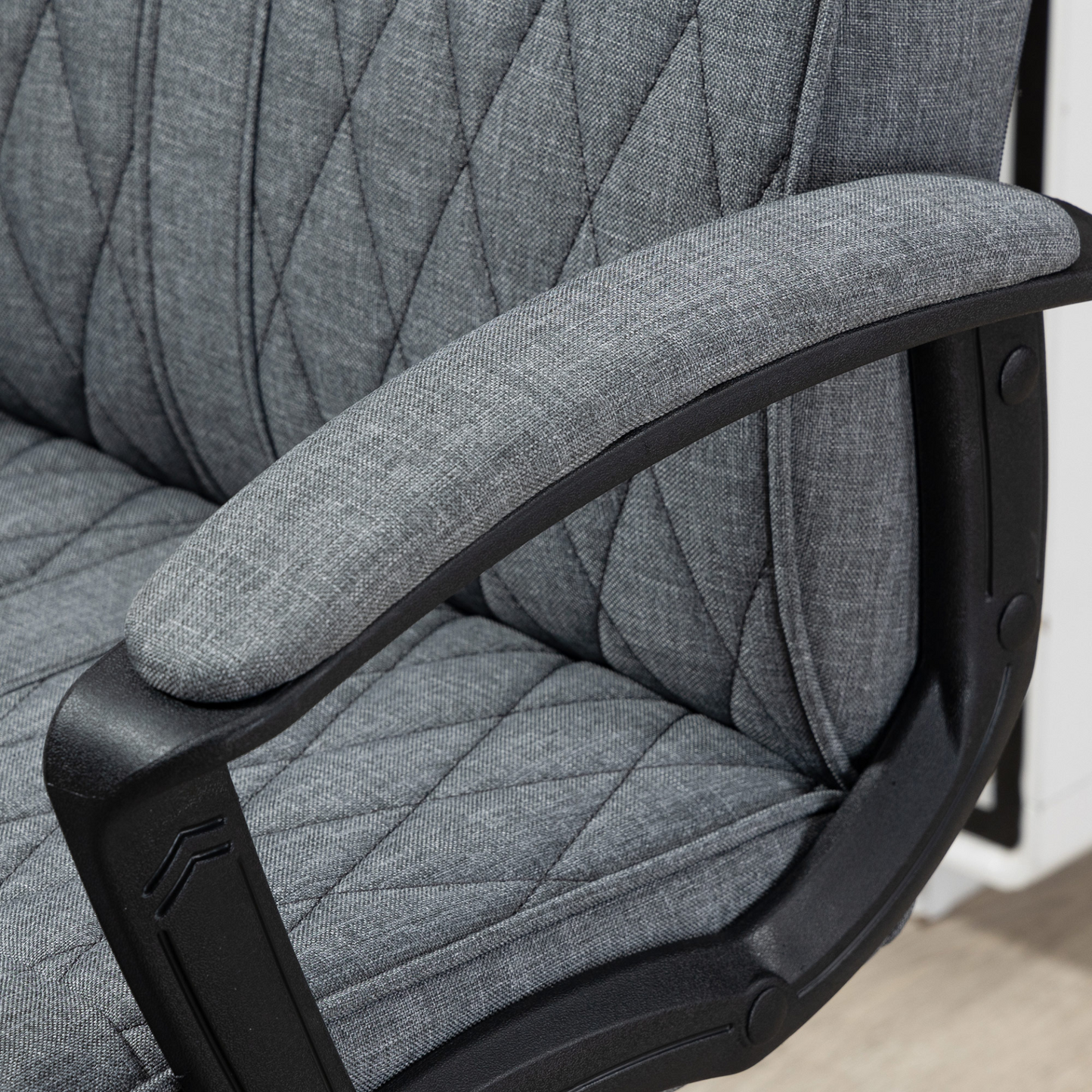 Vinsetto High-Back Home Office Chair, Adjustable Linen Swivel Computer Chair, Dark Grey MyLibelula