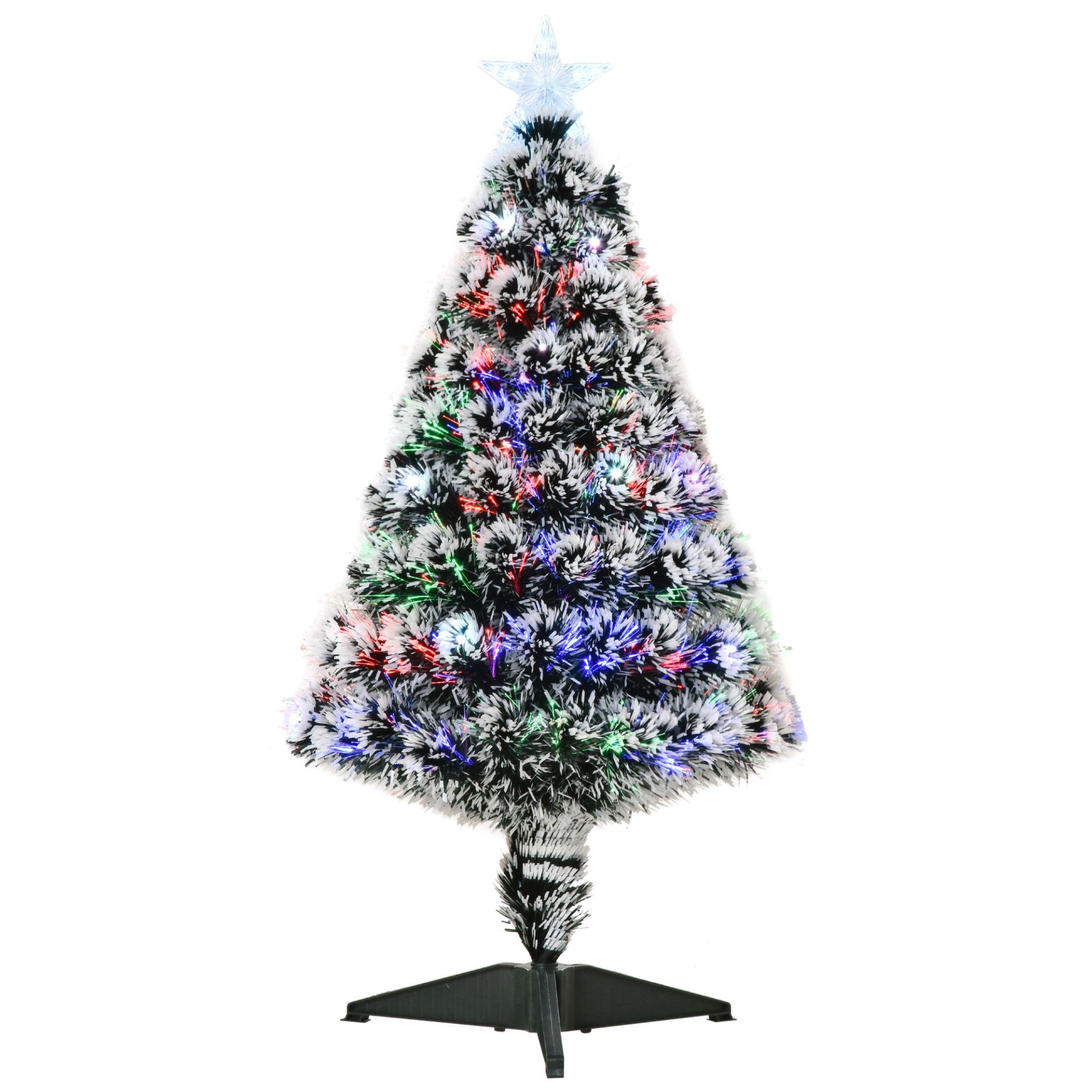 HOMCOM 3ft Artificial Prelit Christmas Tree with Colourful LED Lighting & Snow-Dipped Branches MyLibelula