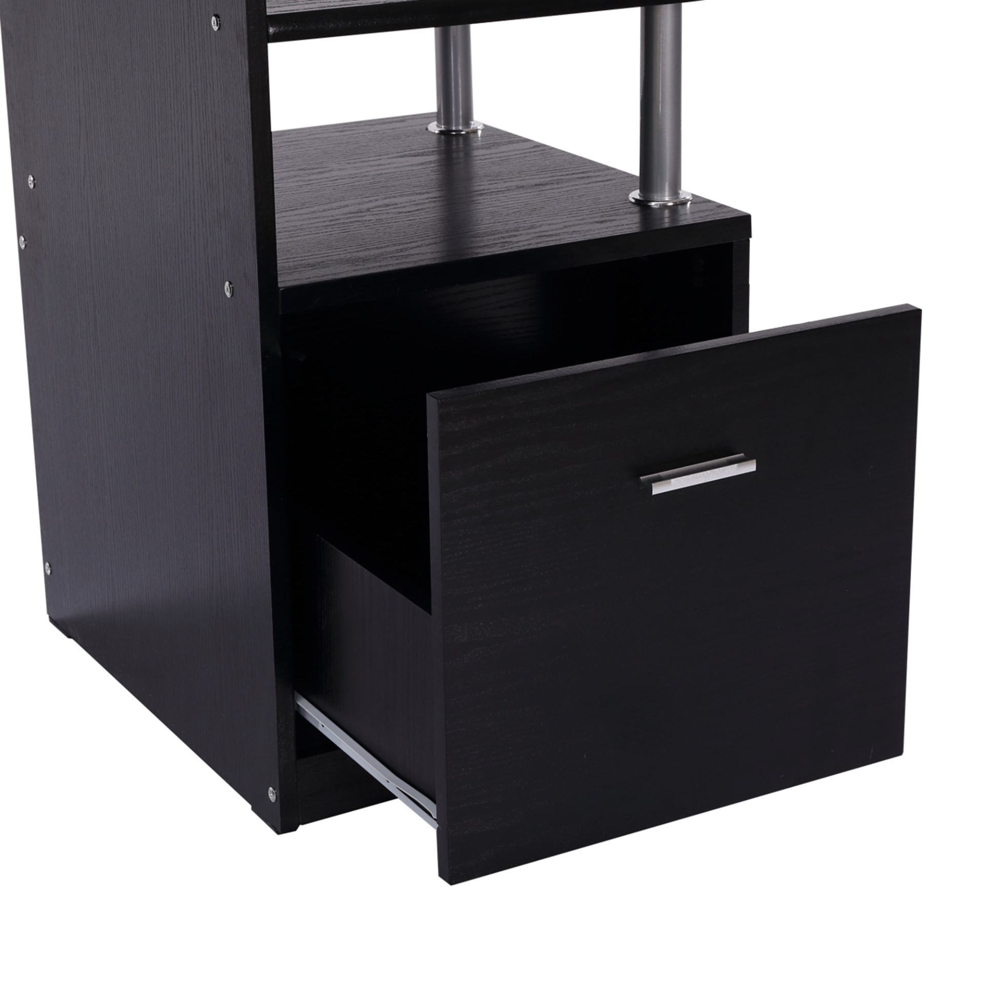 HOMCOM Black Computer Desk PC Workstation with Drawer Shelves and CPU Storage Rack - Home Office Furniture MyLibelula