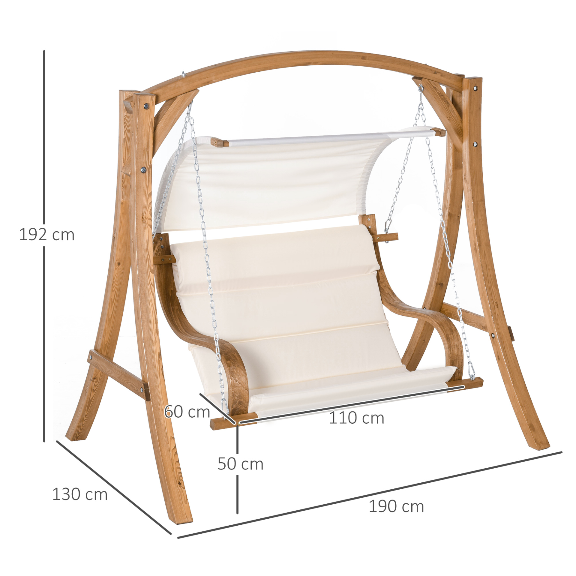 Outsunny Wooden Garden Swing Chair – A-Frame Log Swing Bench with Canopy & Cushion for Patio, Garden, and Yard MyLibelula