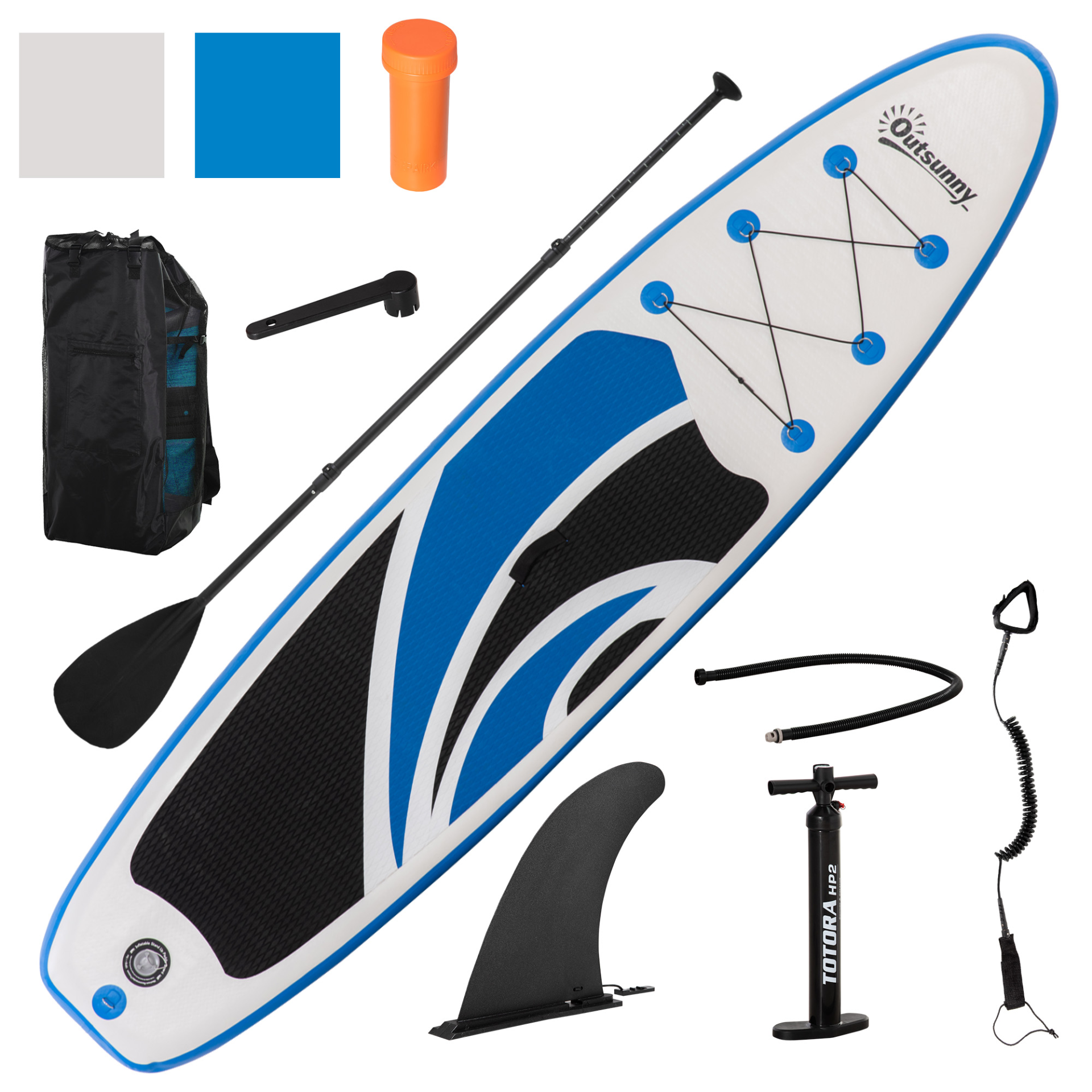 Outsunny 10'6" x 30" x 6" Inflatable Paddle Board with Adjustable Aluminium Paddle, Non-Slip Deck, and ISUP Accessories | Portable SUP Kit with Carry Bag MyLibelula