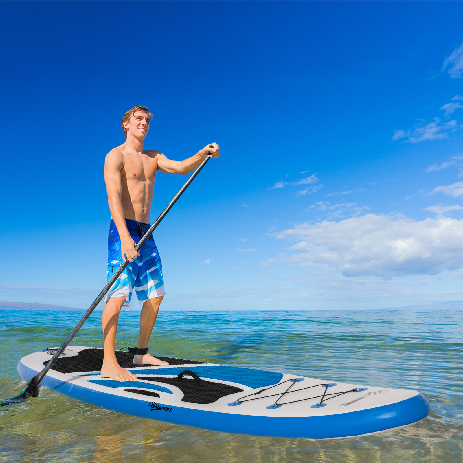 Outsunny 10'6" x 30" x 6" Inflatable Paddle Board with Adjustable Aluminium Paddle, Non-Slip Deck, and ISUP Accessories | Portable SUP Kit with Carry Bag MyLibelula