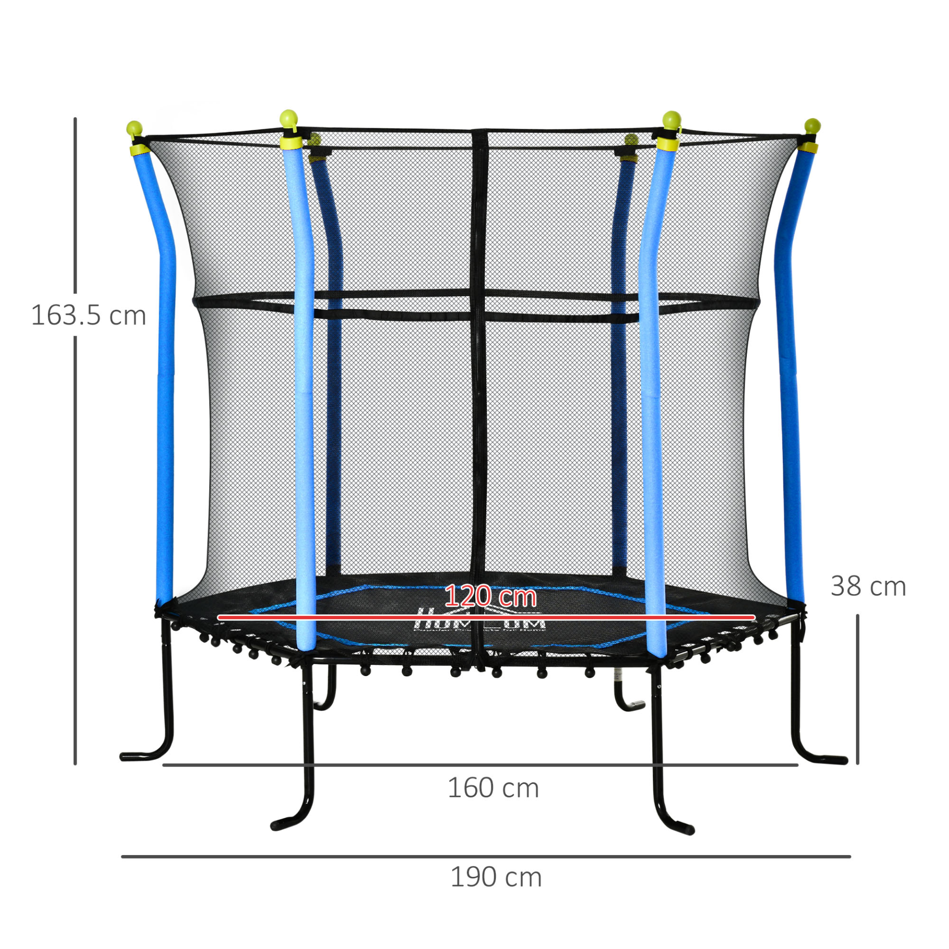 HOMCOM 5.2FT Kids Trampoline with Enclosure Net - Indoor/Outdoor Trampolines for Children Ages 3-10, Blue MyLibelula