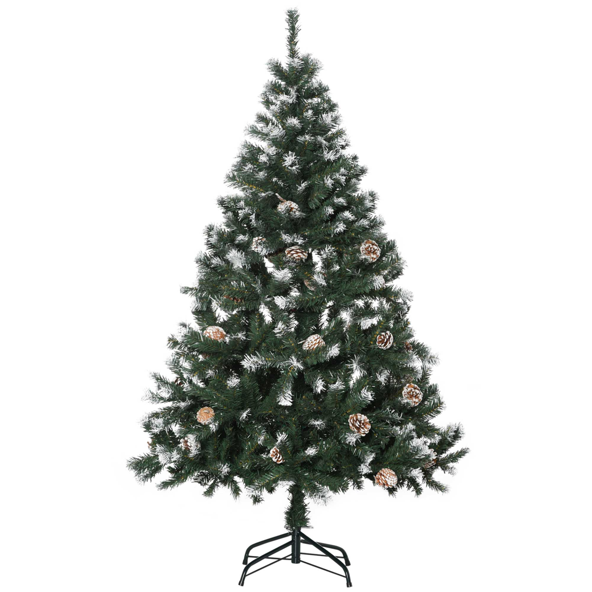 HOMCOM 5FT Artificial Christmas Tree with Pine Cones, Automatic Open, Realistic Snow-Flocked Holiday Decoration MyLibelula