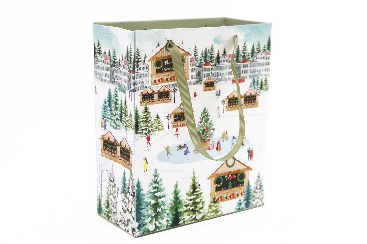 Festive Christmas Market Themed Gift Bag - 34cm | Premium Holiday Gift Wrapping MyLibelula