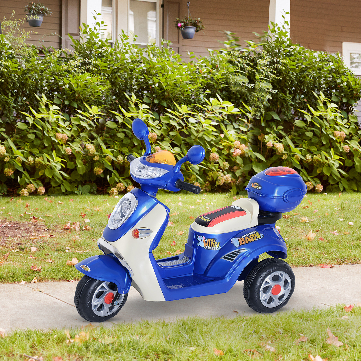 HOMCOM Kids Electric Ride On Toy Car Motorbike Tricycle w/ 6V Battery, LED Headlight & Music - Blue, Ages 3-5 MyLibelula