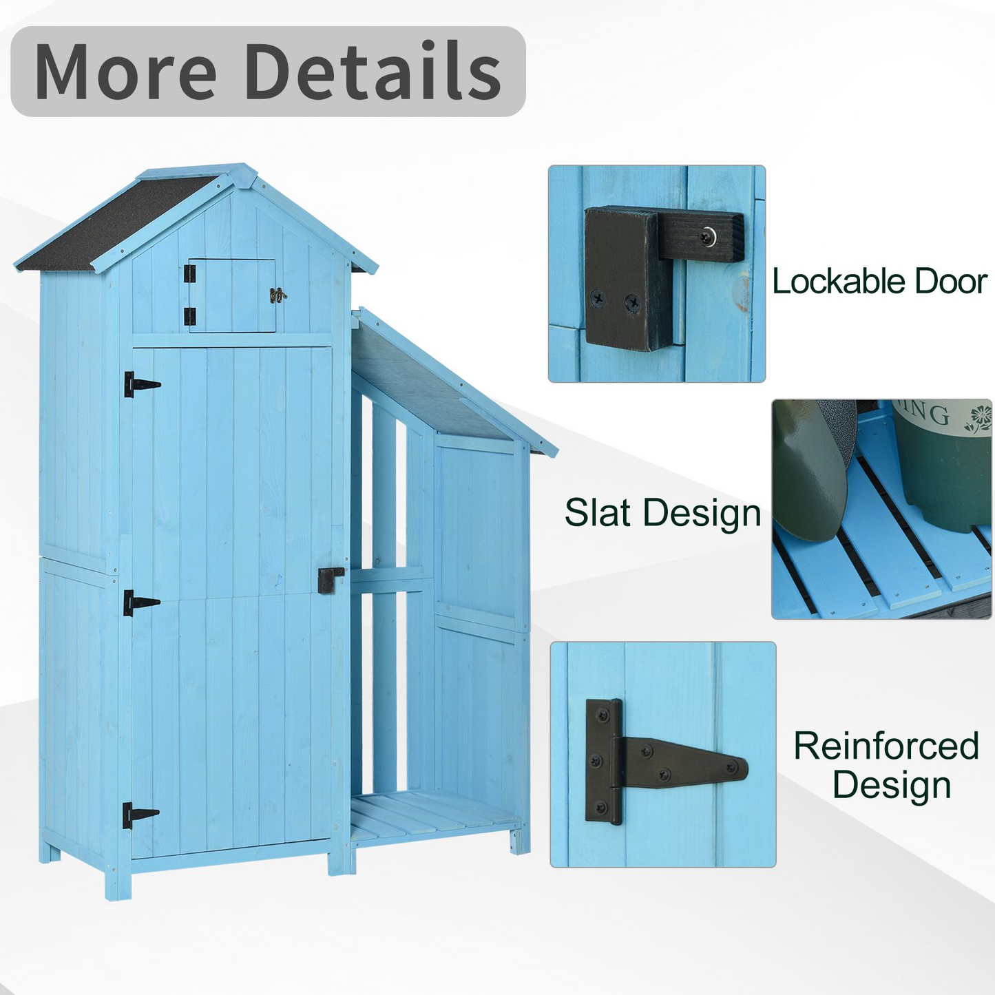 Outsunny Garden Shed Wooden Firewood House Storage Cabinet Waterproof Asphalt Roof Tool Organizer with Lockable Door, 130 x 55 x 180 cm MyLibelula