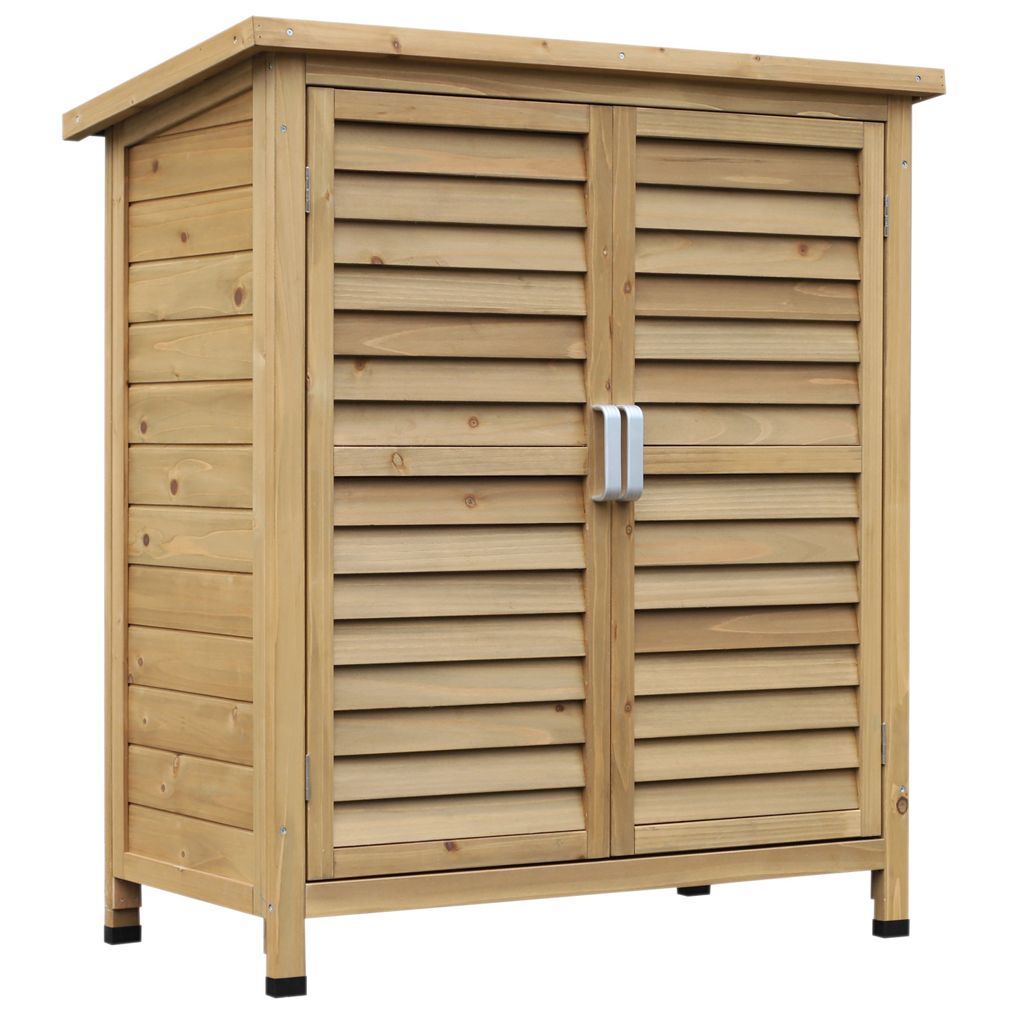 Outsunny Garden Shed Wooden Garden Storage Shed 2 Door Unit Solid Fir Wood Garage Tool Organisation Cabinet, 87L x 46.5W x 96.5Hcm, Natural MyLibelula