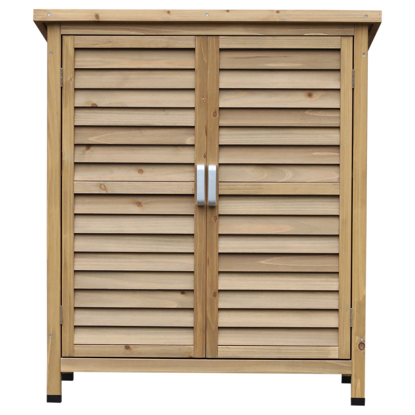 Outsunny Garden Shed Wooden Garden Storage Shed 2 Door Unit Solid Fir Wood Garage Tool Organisation Cabinet, 87L x 46.5W x 96.5Hcm, Natural MyLibelula