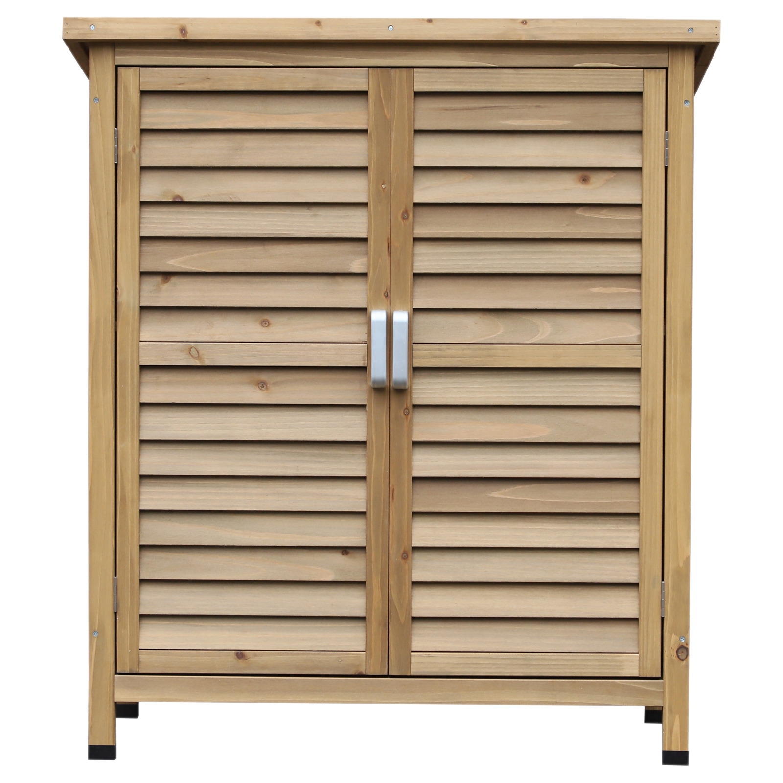 Outsunny Garden Shed Wooden Garden Storage Shed 2 Door Unit Solid Fir Wood Garage Tool Organisation Cabinet, 87L x 46.5W x 96.5Hcm, Natural MyLibelula