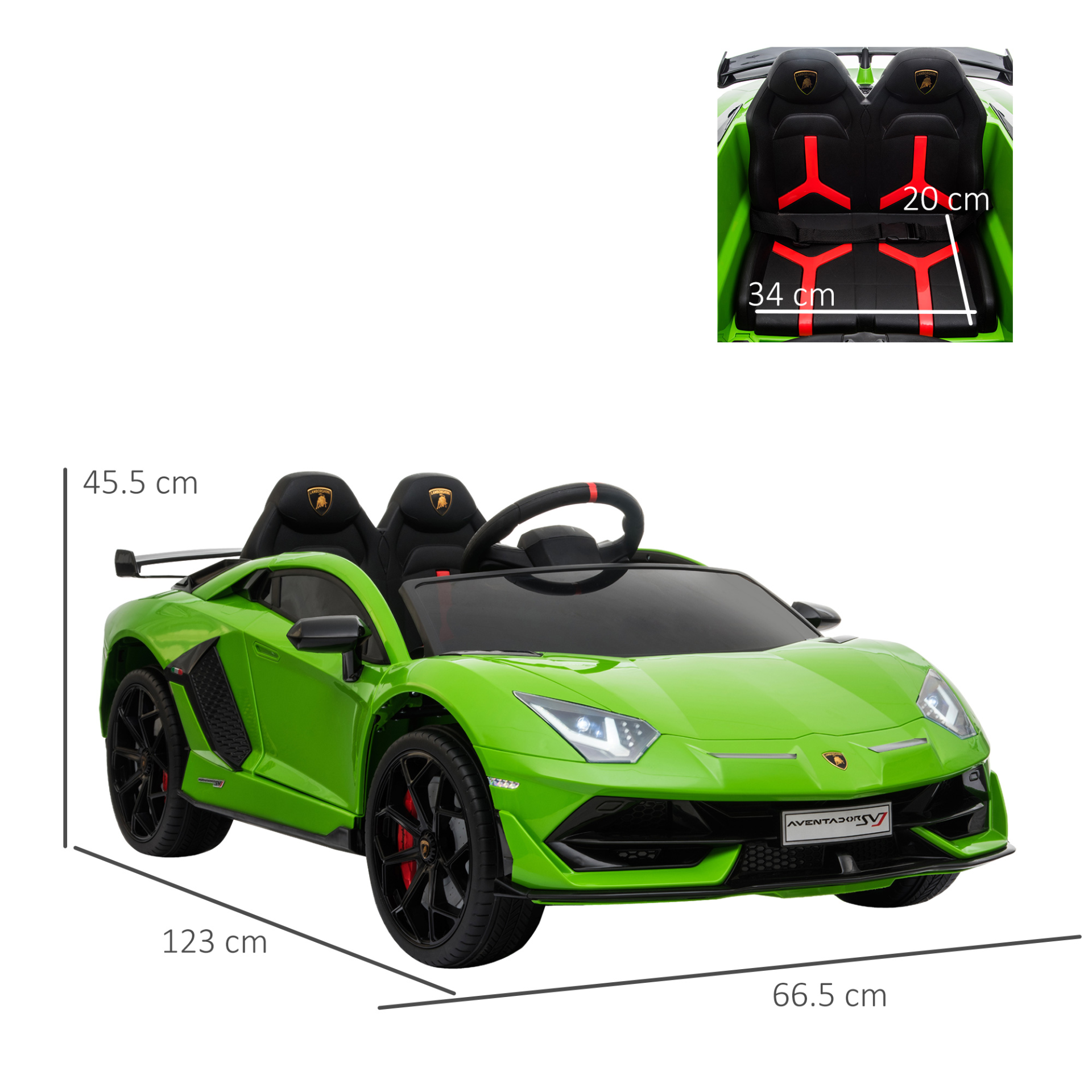 HOMCOM 12V Kids Electric Lamborghini Aventador Ride On Car - Remote Control, Music, Lights, Green MyLibelula