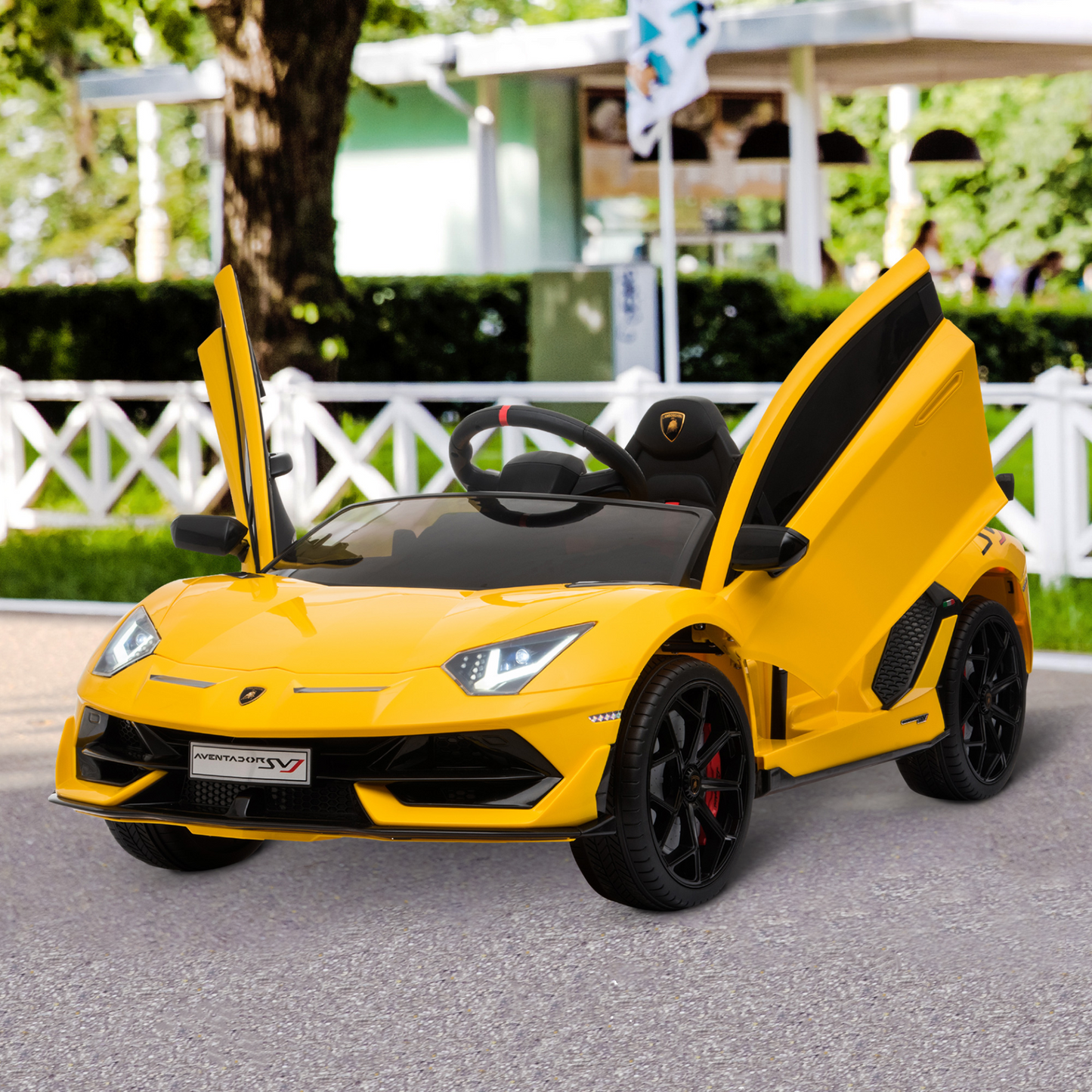 HOMCOM 12V Kids Electric Ride On Car Lamborghini Aventador with Remote Control, Music & Lights - Yellow MyLibelula