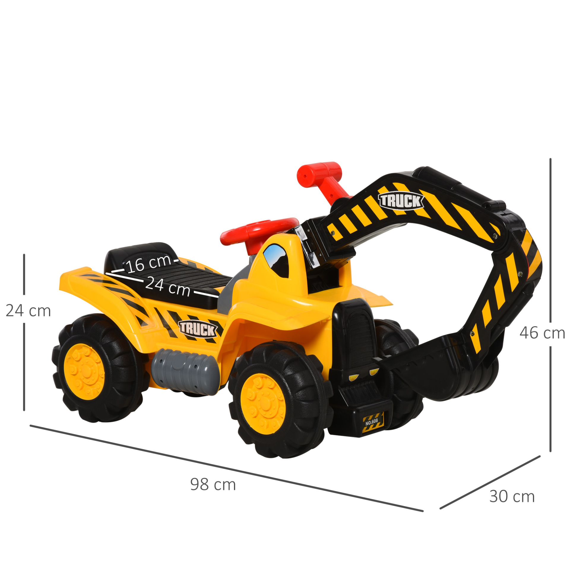 HOMCOM Kids Ride On Excavator Digger with Storage and Basketball Net - Fun and Interactive 3-in-1 Construction Truck Toy MyLibelula