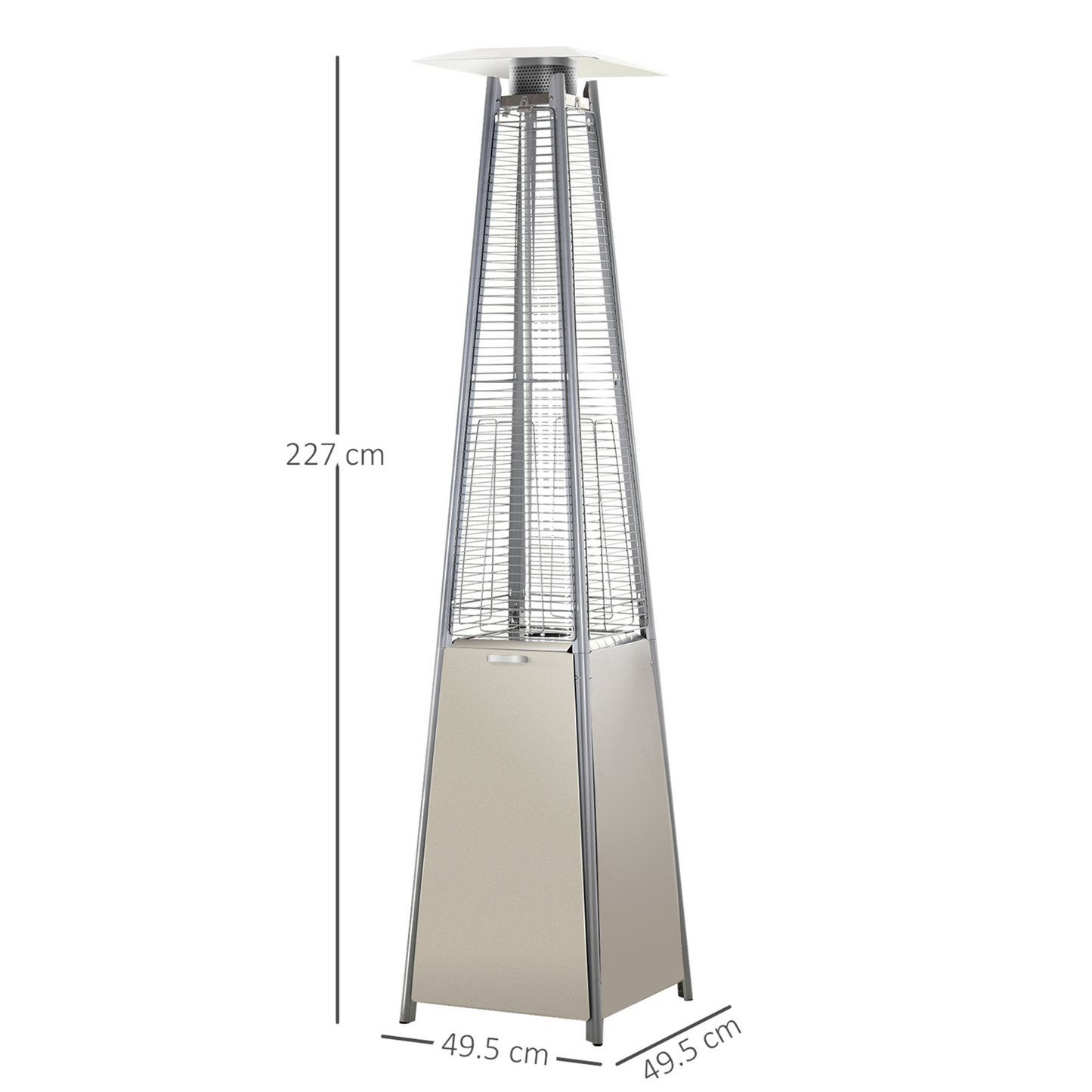 Outsunny 10.5KW Stainless Steel Outdoor Garden Patio Pyramid Heating Propane Gas Real Flame Heater Warmer Glass Tube with Wheels and Rain Cover - Silver MyLibelula