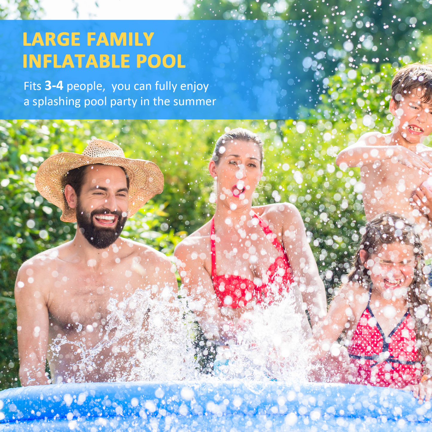 Outsunny 274cm x 76cm Family-Sized Inflatable Swimming Pool with Hand Pump - Perfect for Kids & Adults, Backyard Fun MyLibelula