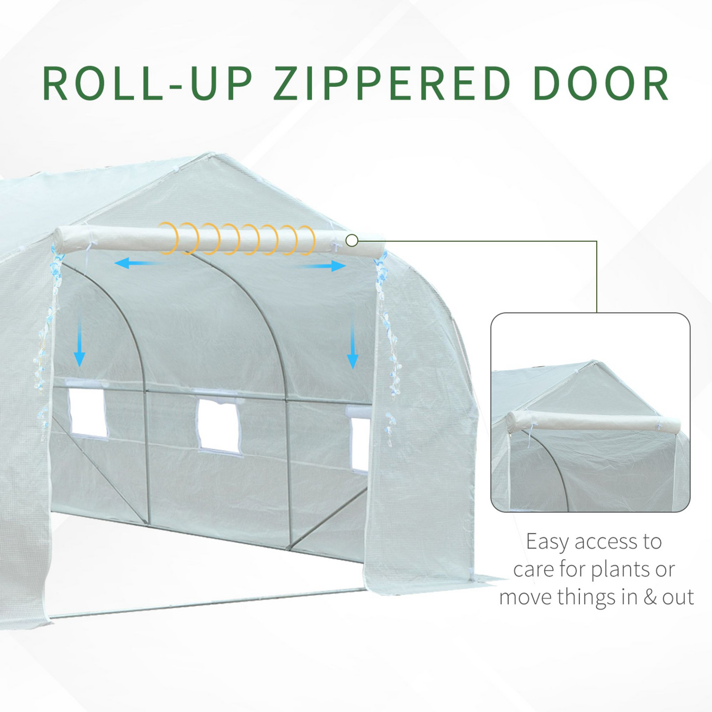 Outsunny Walk-In Polytunnel Greenhouse with Door and Windows, Galvanized Steel Frame, 3.5 x 3 x 2m, White - Garden Plant Shelter MyLibelula