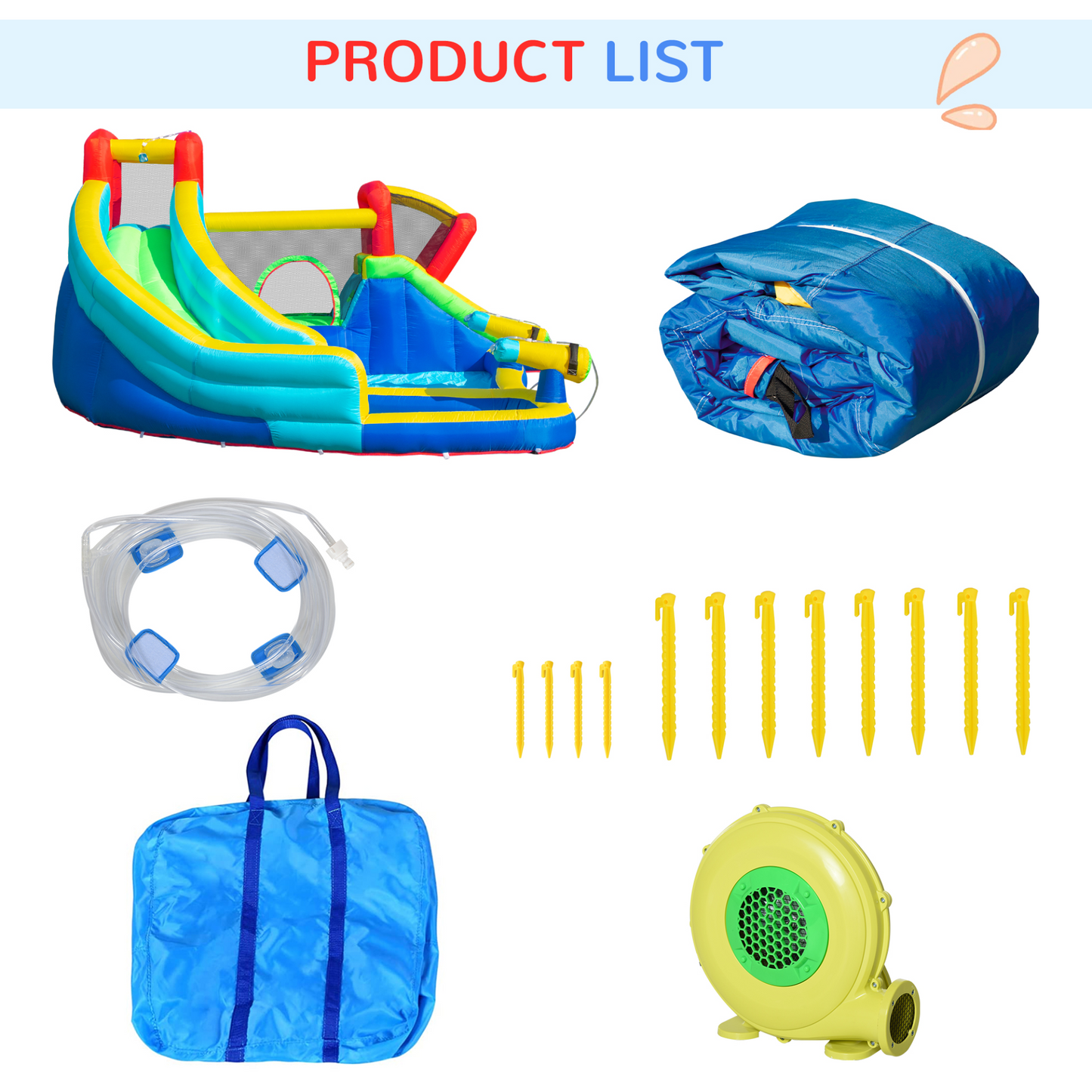 Outsunny 5-in-1 Kids Bouncy Castle Water Slide | Inflatable Bounce House with Water Pool, Guns, and Climbing Wall | Air Blower Included | For Ages 3-8 MyLibelula