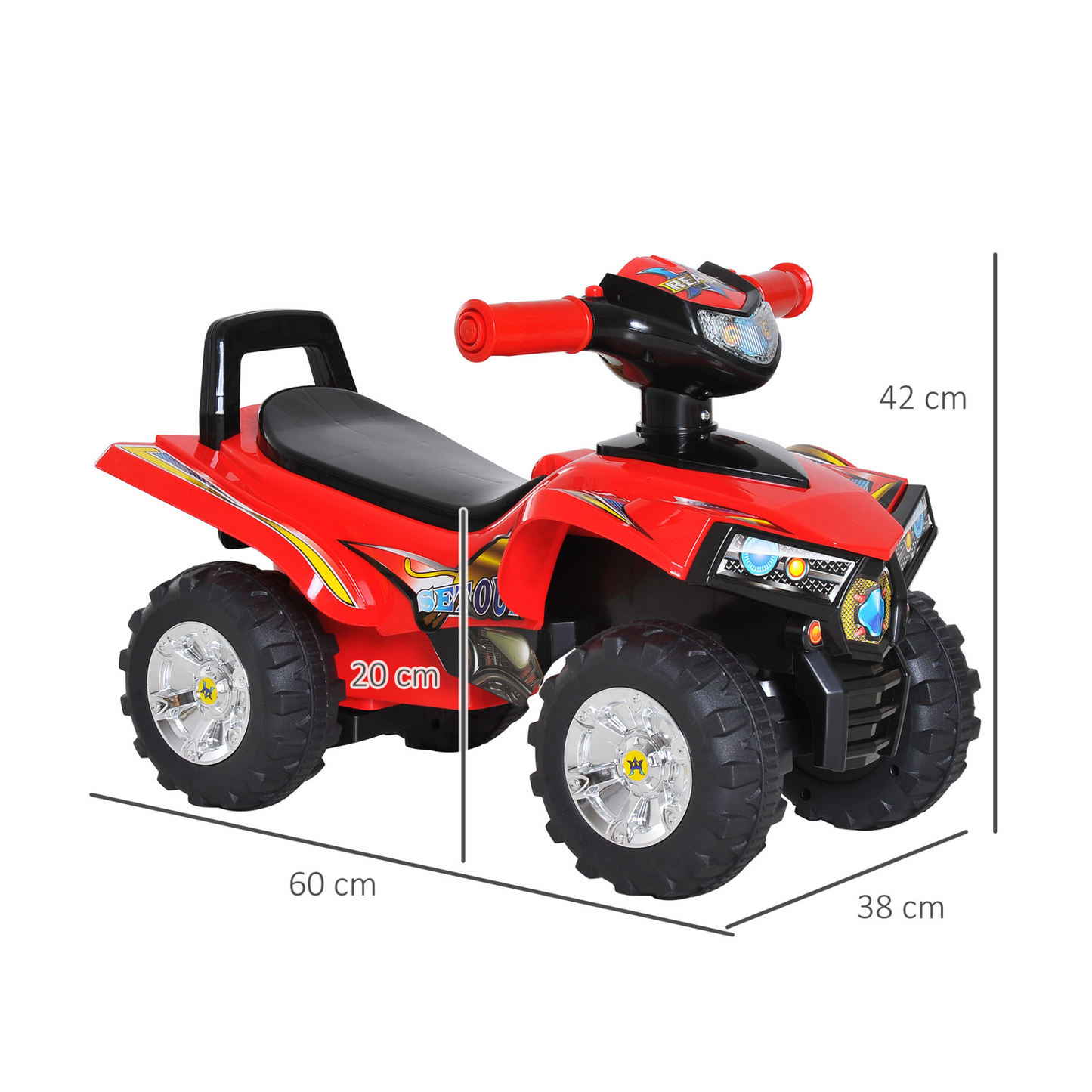 HOMCOM Kids Off Road Style Quad Bike - Red Ride-on Toy with Horn & Music MyLibelula