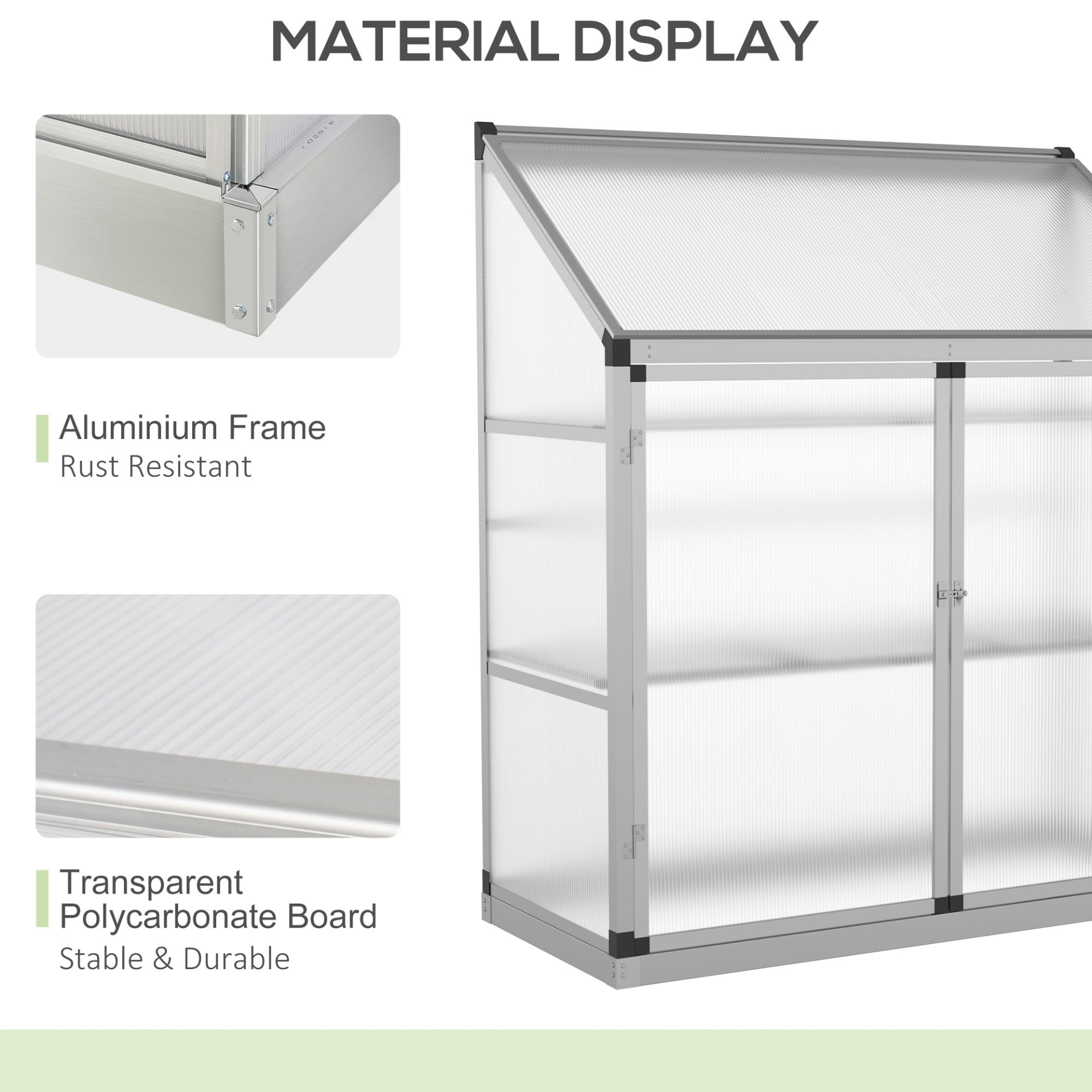 Outsunny 3 Tier Greenhouse Garden Outdoor Cold Frame Plant Flower Growth Transparent Polycarbonate Board Openable Roof Sliding Door w / Foundation 129.5L x 58W x 140H cm MyLibelula