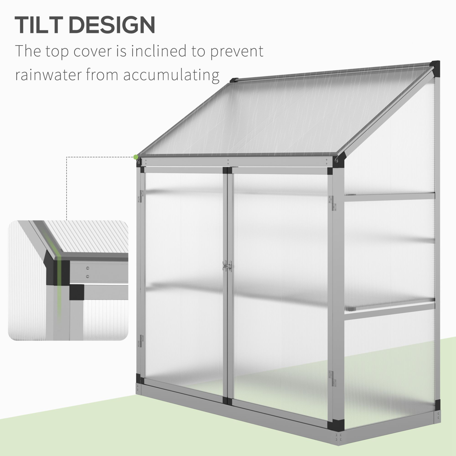 Outsunny 3 Tier Greenhouse Garden Outdoor Cold Frame Plant Flower Growth Transparent Polycarbonate Board Openable Roof Sliding Door w / Foundation 129.5L x 58W x 140H cm MyLibelula