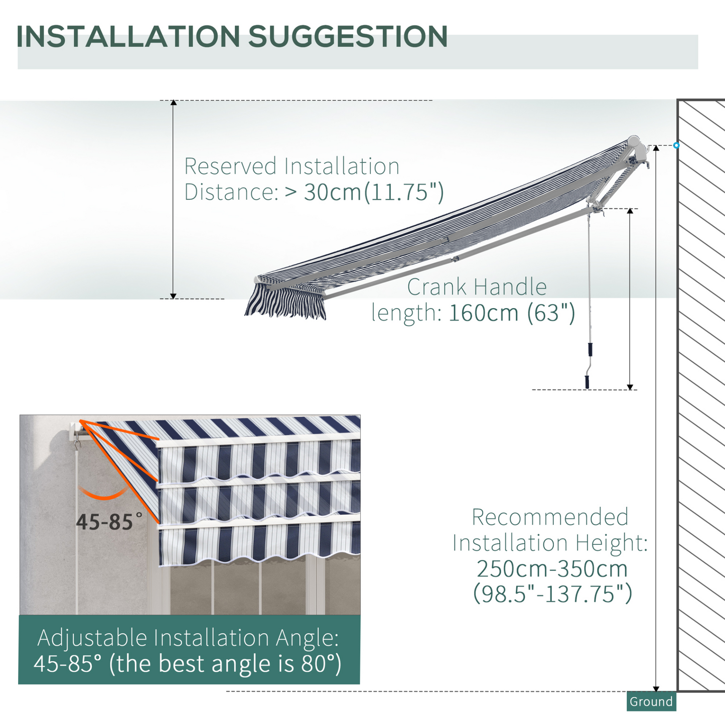 Outsunny 4m x 3m Retractable Garden Patio Awning Canopy - Aluminium Sun Shade Shelter, Blue and White MyLibelula