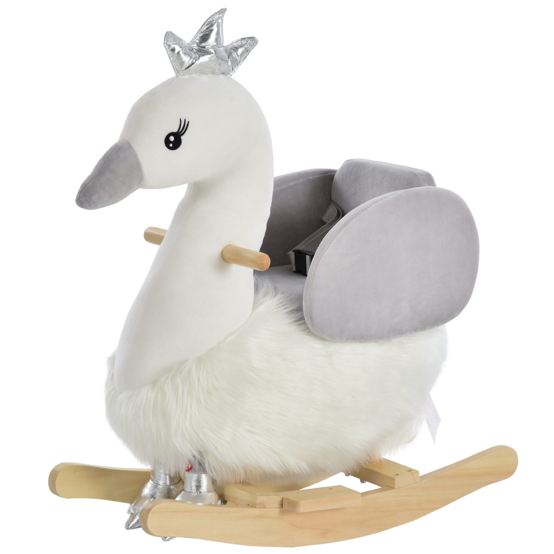 HOMCOM Kids Ride On Swan Rocking Horse – Plush, Sound, Safety Belt – Perfect for Toddlers 18-36 Months MyLibelula