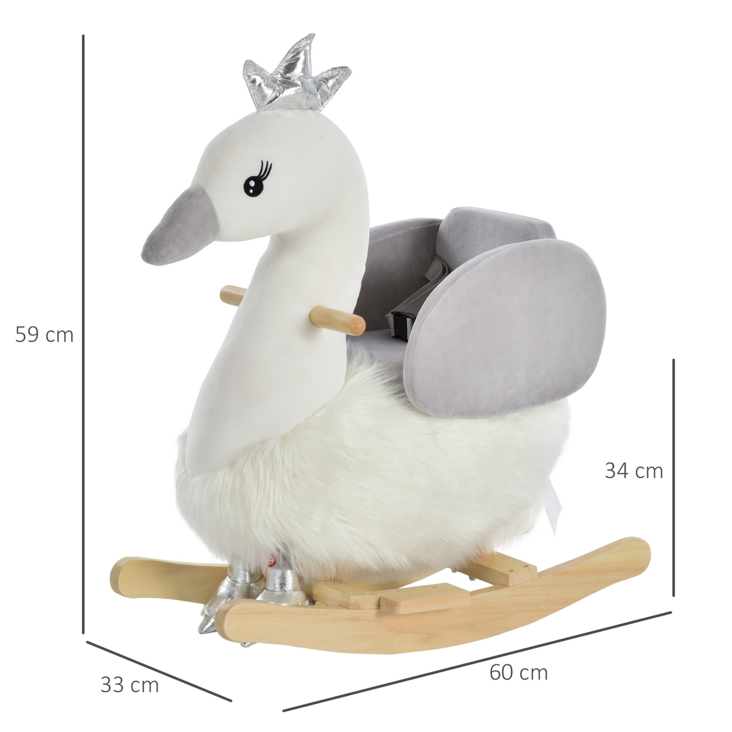 HOMCOM Kids Ride On Swan Rocking Horse – Plush, Sound, Safety Belt – Perfect for Toddlers 18-36 Months MyLibelula