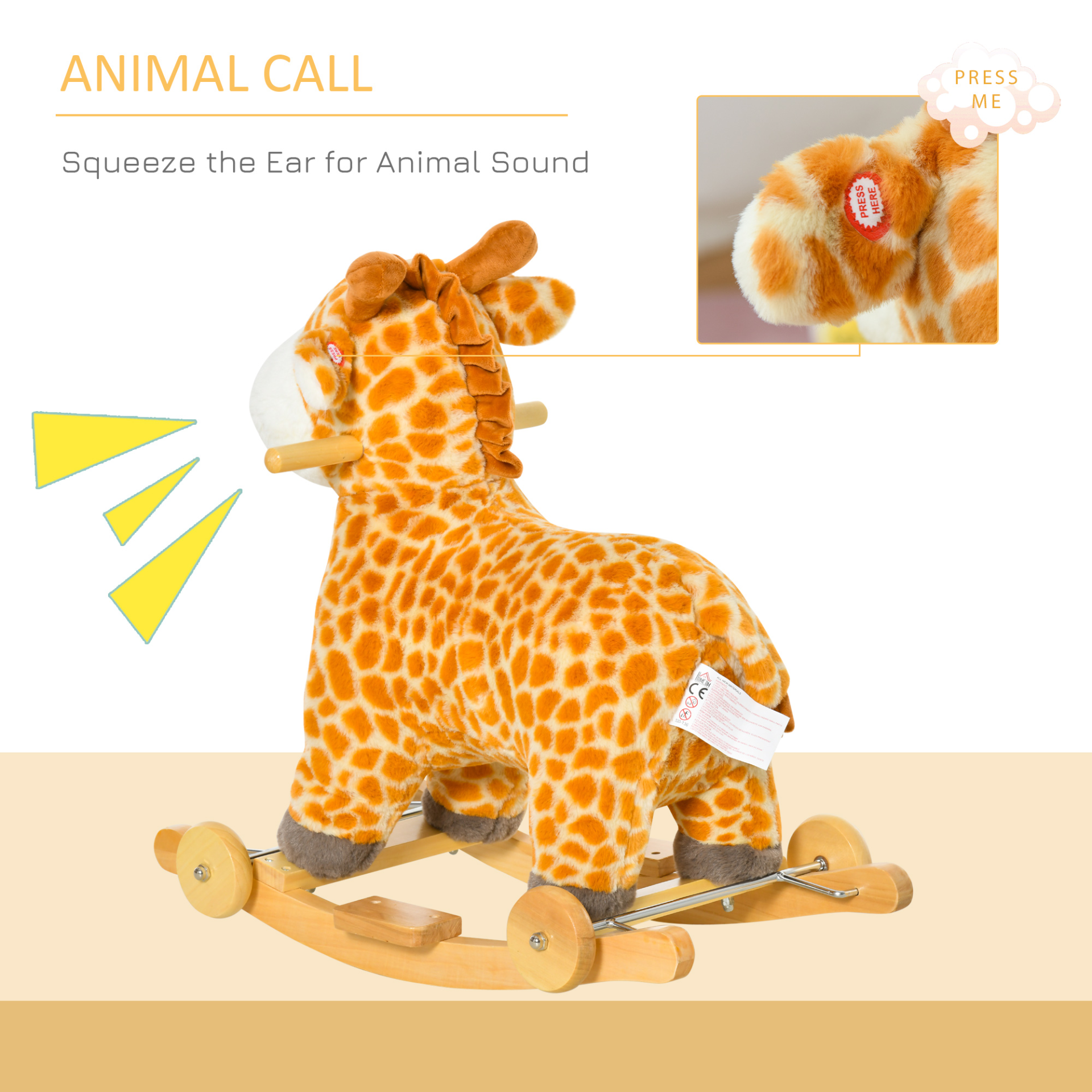 HOMCOM 2 In 1 Kids Toddler Rocking Horse Giraffe Ride-On with Wheels & Animal Sounds | Ages 3-6 MyLibelula