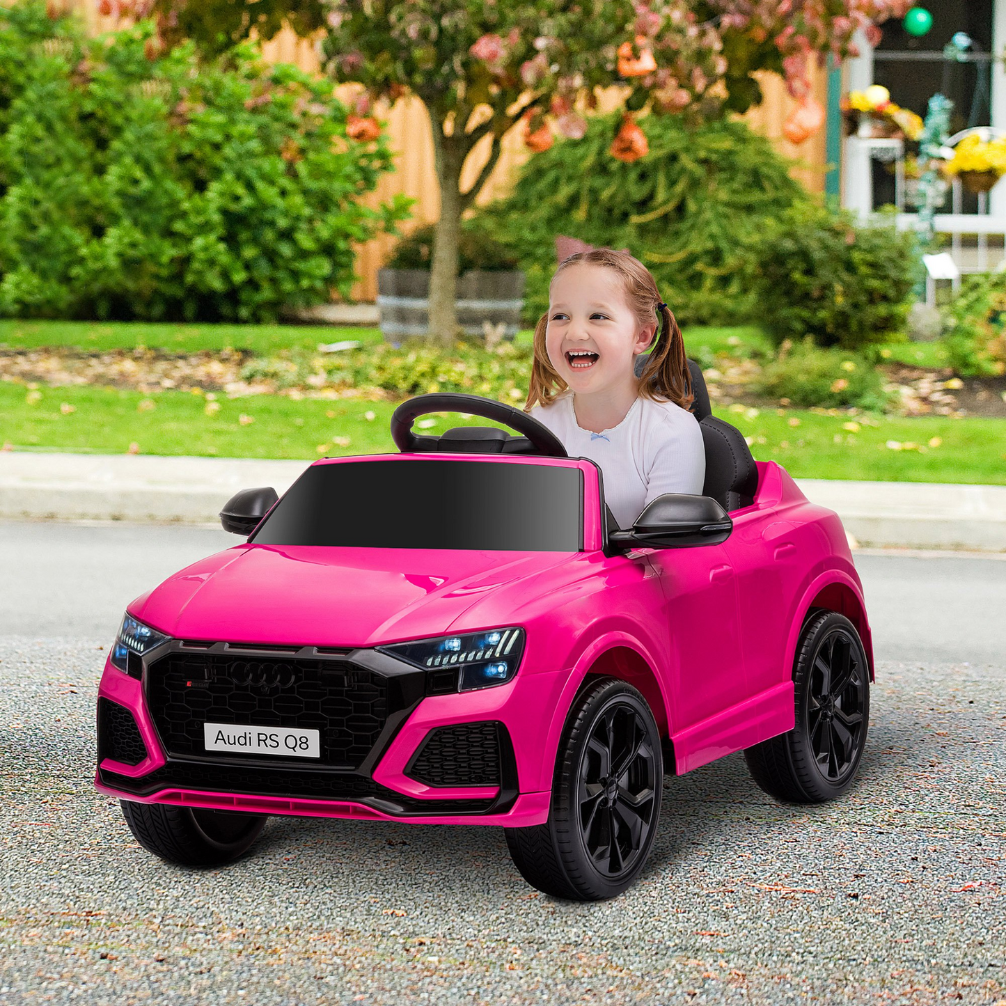 HOMCOM 6V Kids Electric Ride On Car - RS Q8 Licensed Toy Car with Remote Control, Music, Lights, USB MP3 & Bluetooth for Ages 3-5, Pink MyLibelula