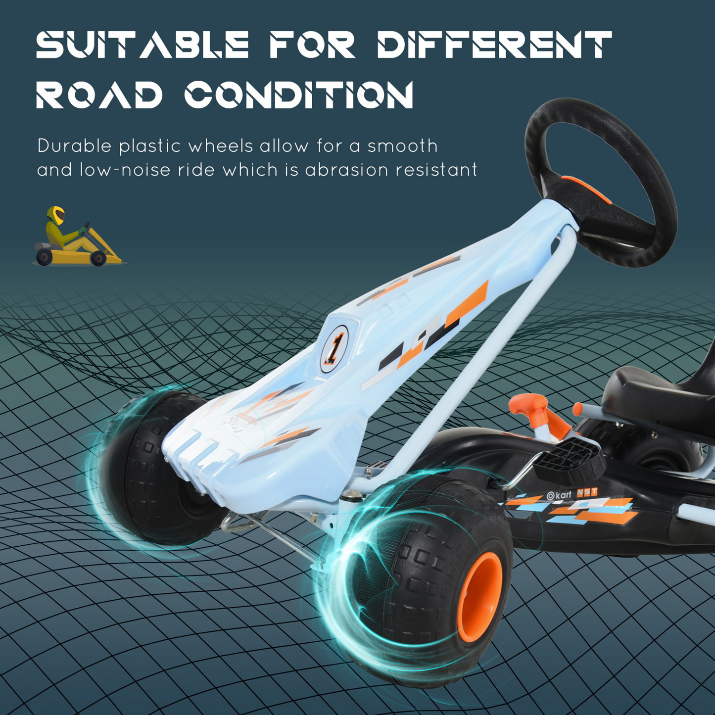 HOMCOM Kids Pedal Go Kart - Adjustable Seat, Brake Gears & Steering Wheel - 97 x 66 x 59 cm, Outdoor Fun Ride On Car MyLibelula