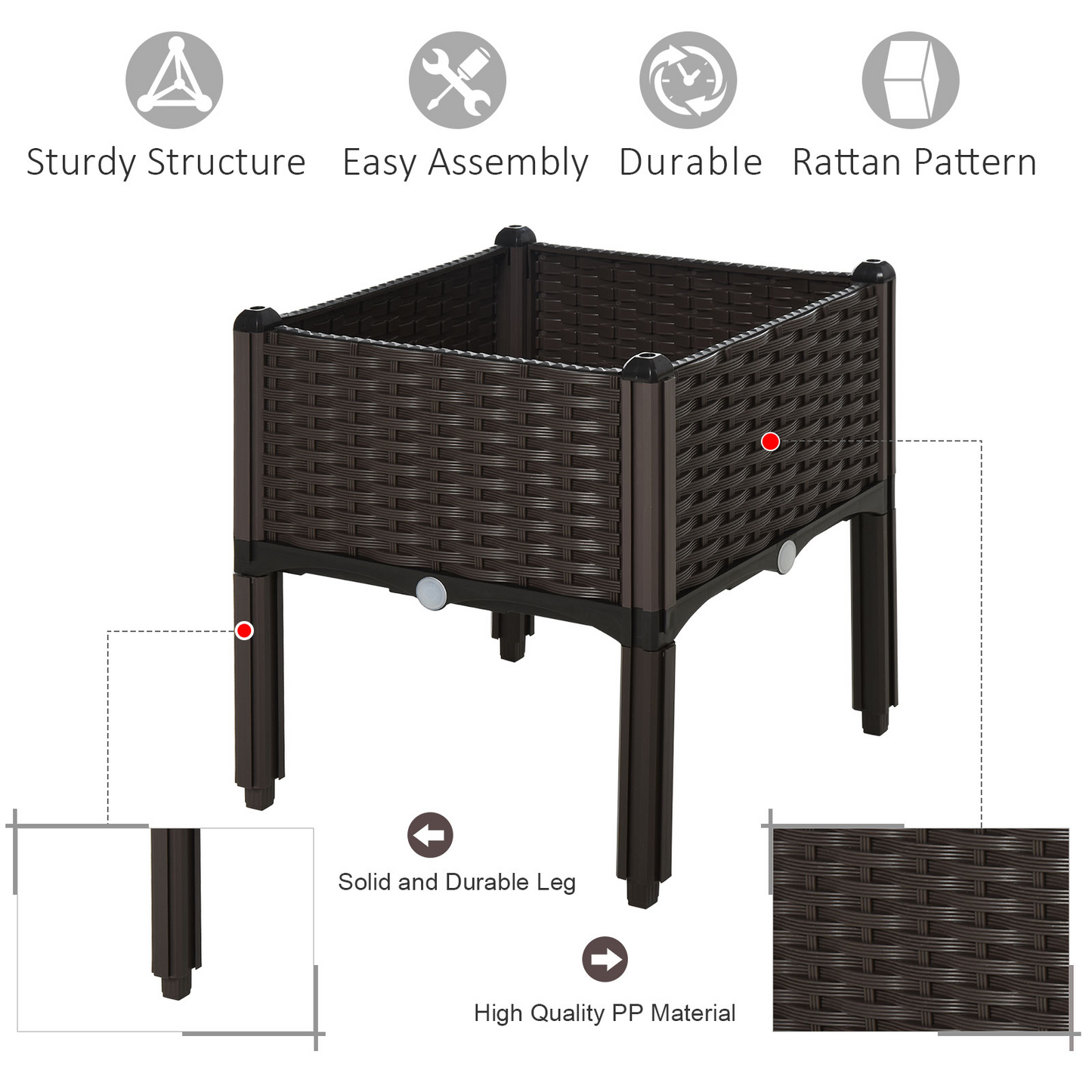 Elevate Your Garden with Outsunny 26L Raised Bed Planter Box - Brown MyLibelula