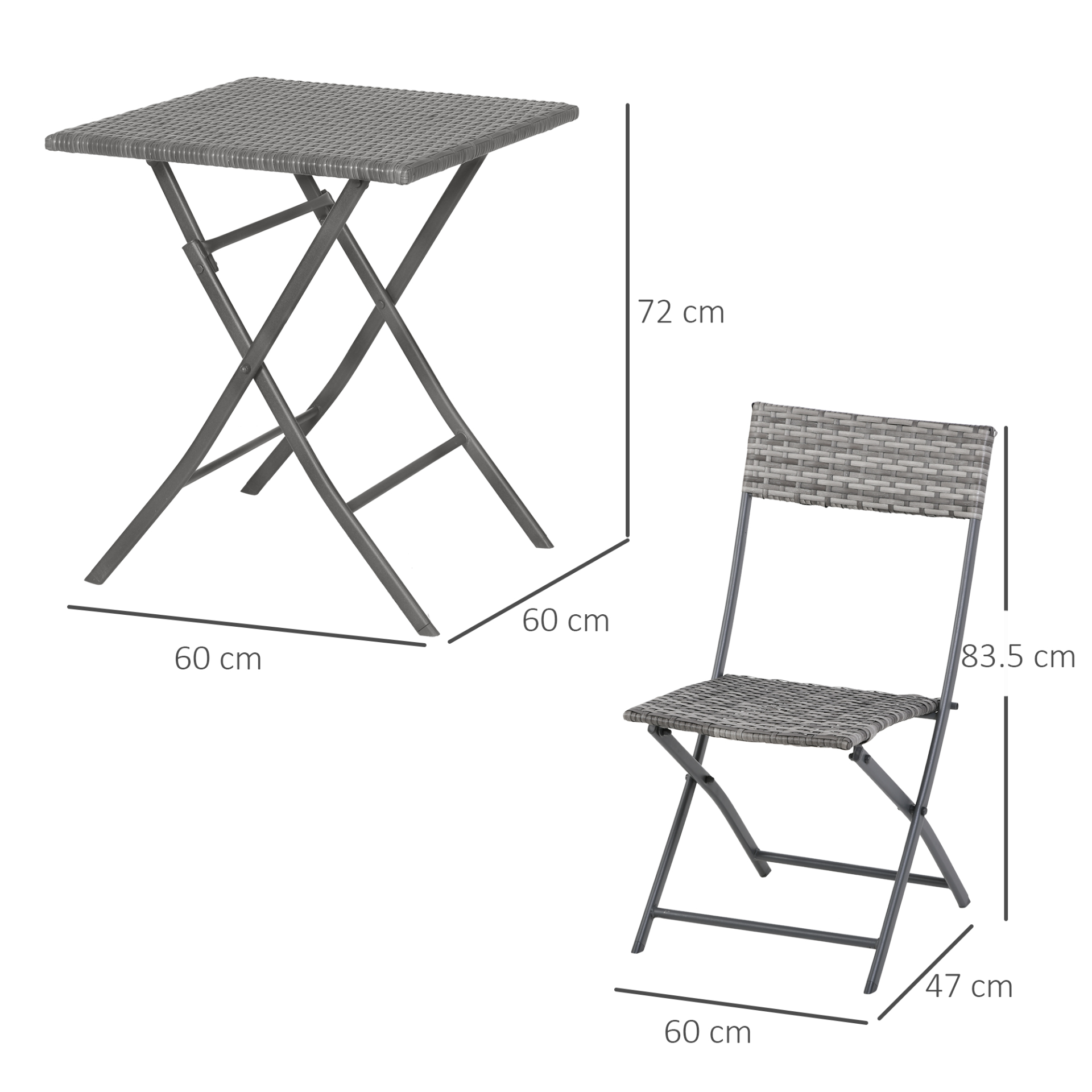 Outsunny 3 Pieces Outdoor PE Rattan Bistro Set – Perfect for Patio, Garden, and Balcony, Grey MyLibelula