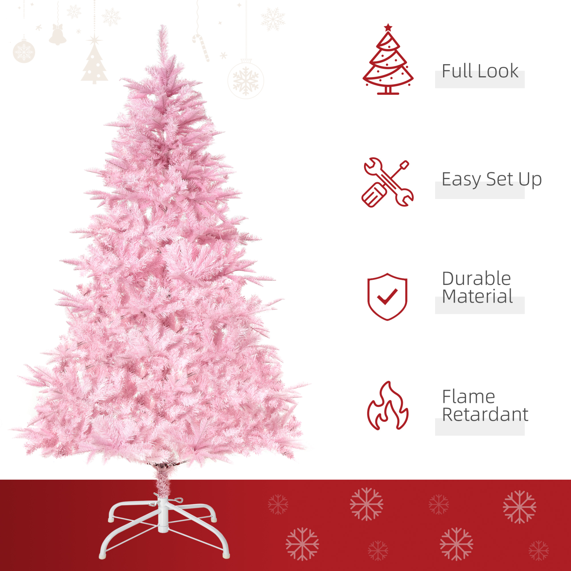 HOMCOM 5FT Pink Artificial Christmas Tree - Vibrant Holiday Xmas Decor for Home, Office & Party MyLibelula